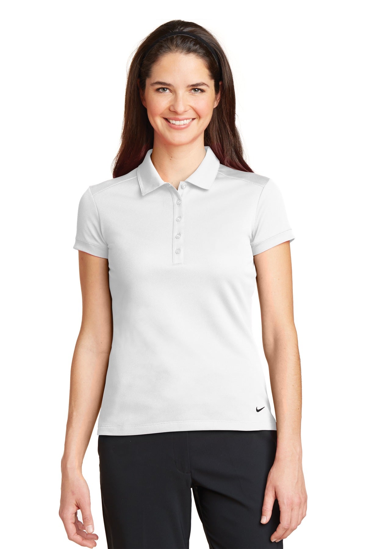 Nike Women's Dri-FIT Solid Icon Pique Modern Fit Polo. 746100 in White
