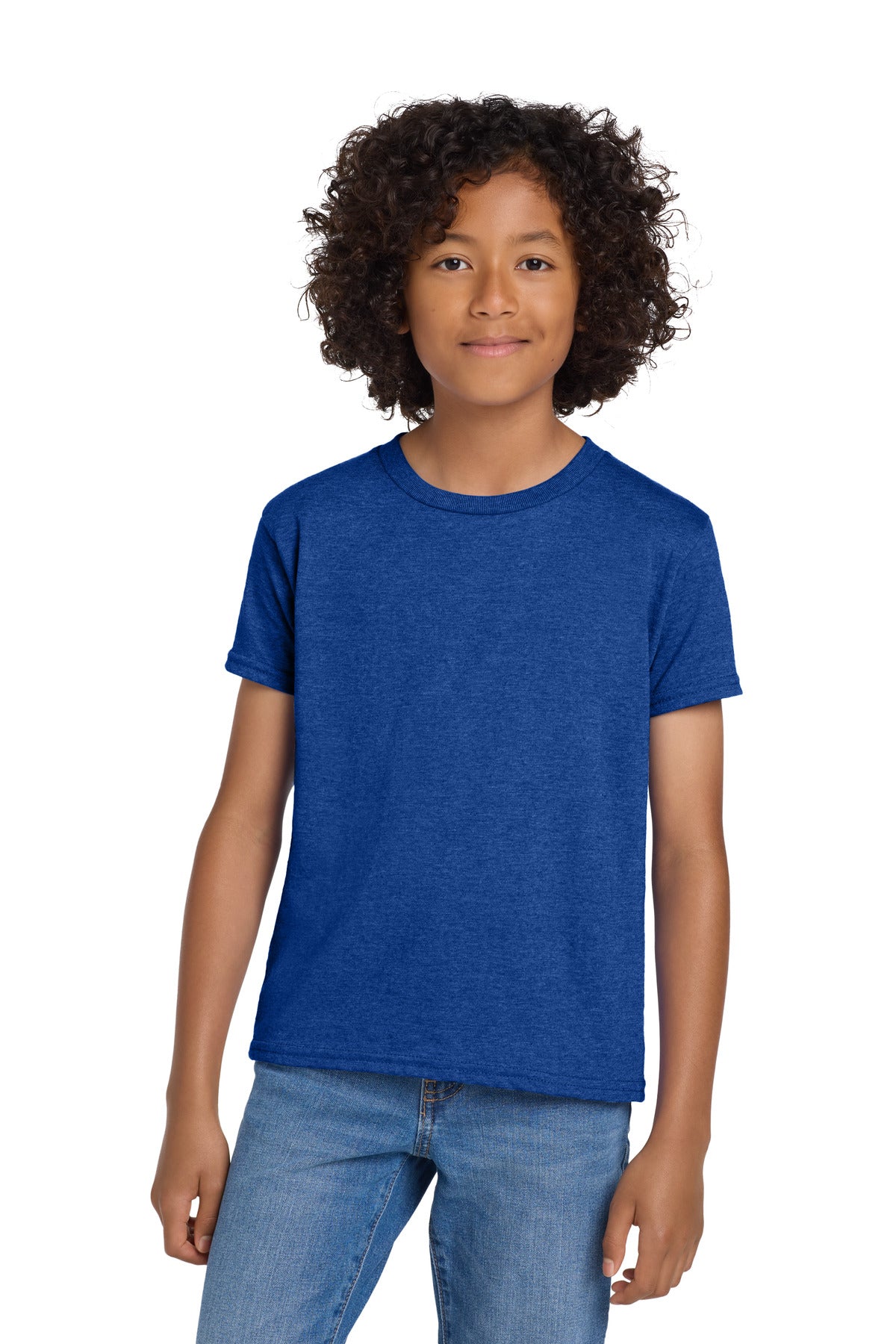 Gildan Youth DryBlend 50 Cotton/50 Poly T-Shirt. 8000B in Heather Deep Royal