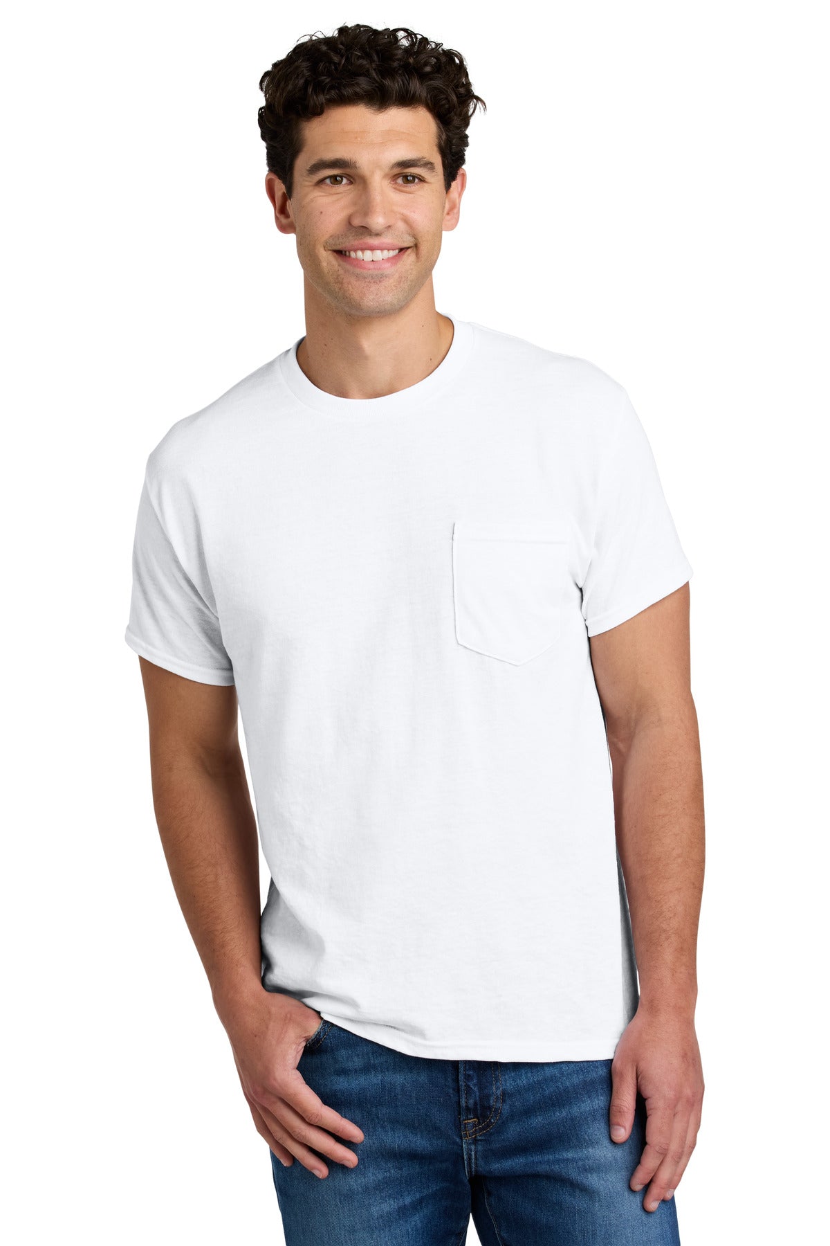 Gildan - DryBlend 50 Cotton/50 Poly Pocket T-Shirt. 8300 in White