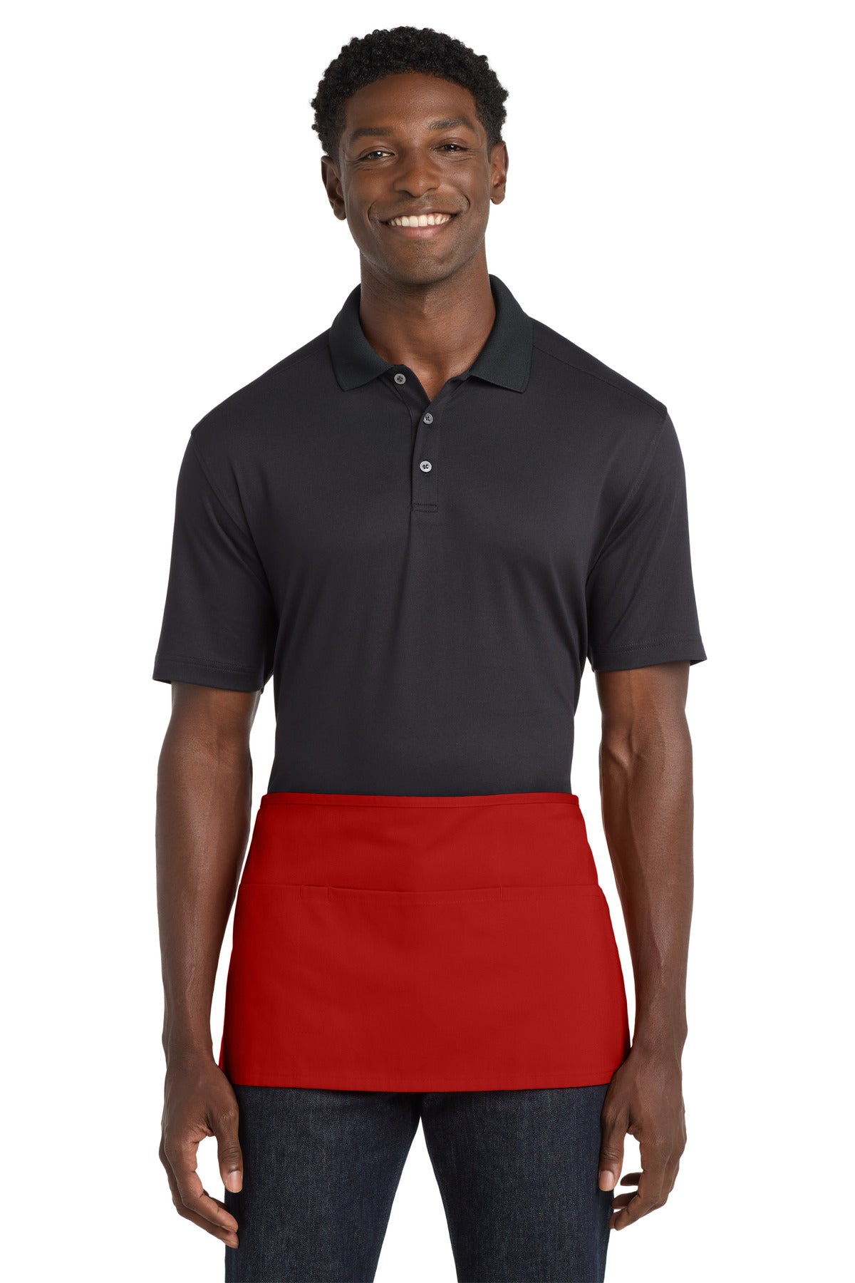 Port Authority Waist Apron with Pockets. A515 in Red