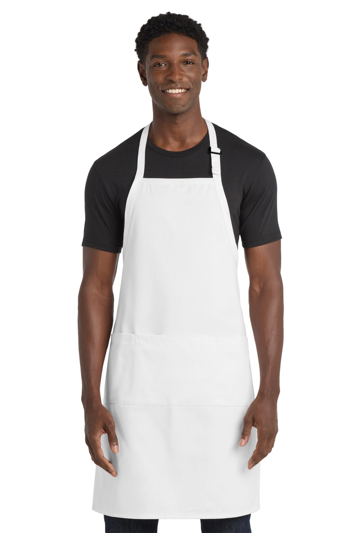 Port Authority Easy Care Extra Long Bib Apron with Stain Release. A700 in White