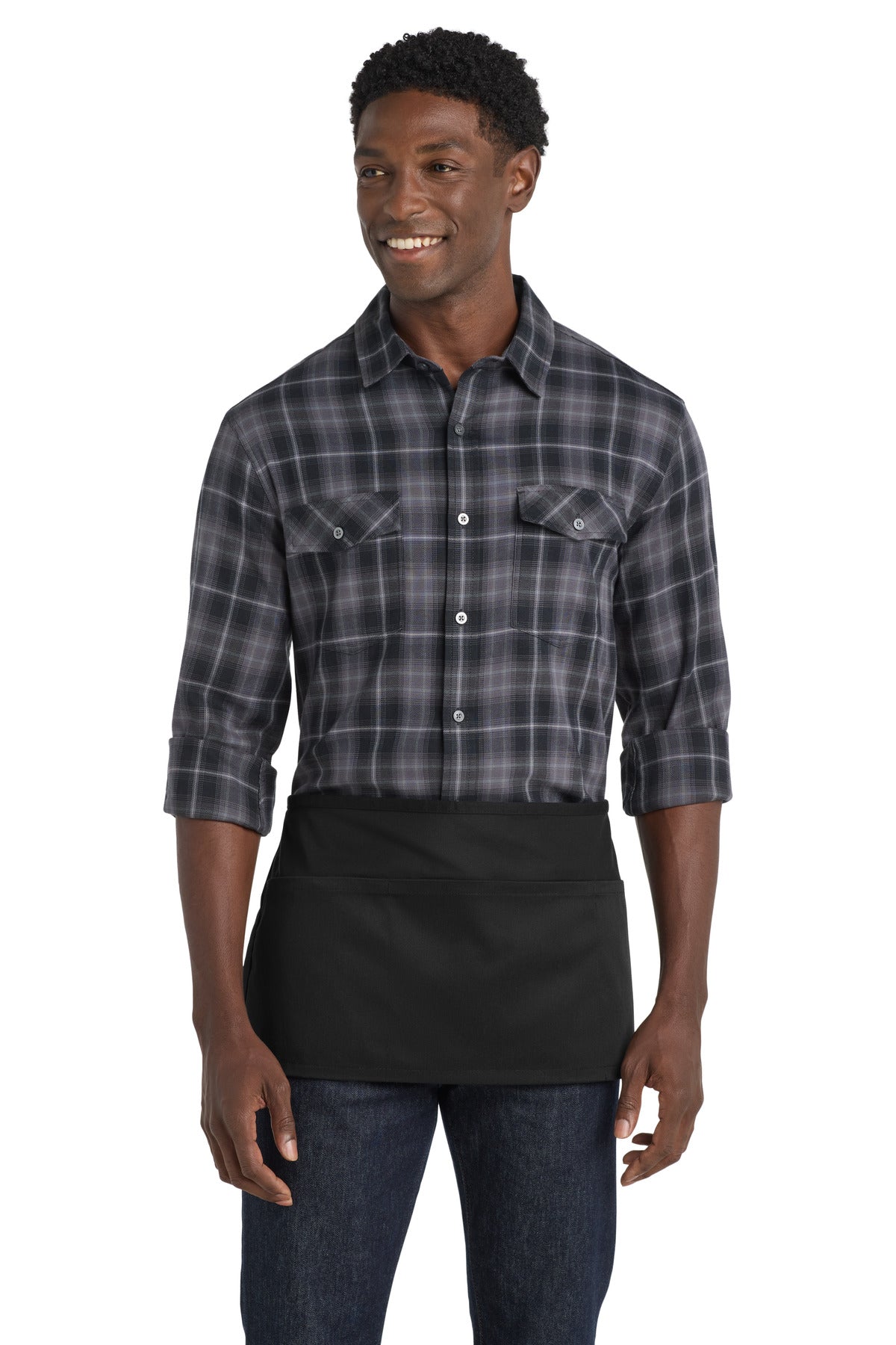 Port Authority Easy Care Reversible Waist Apron with Stain Release. A707 in Black