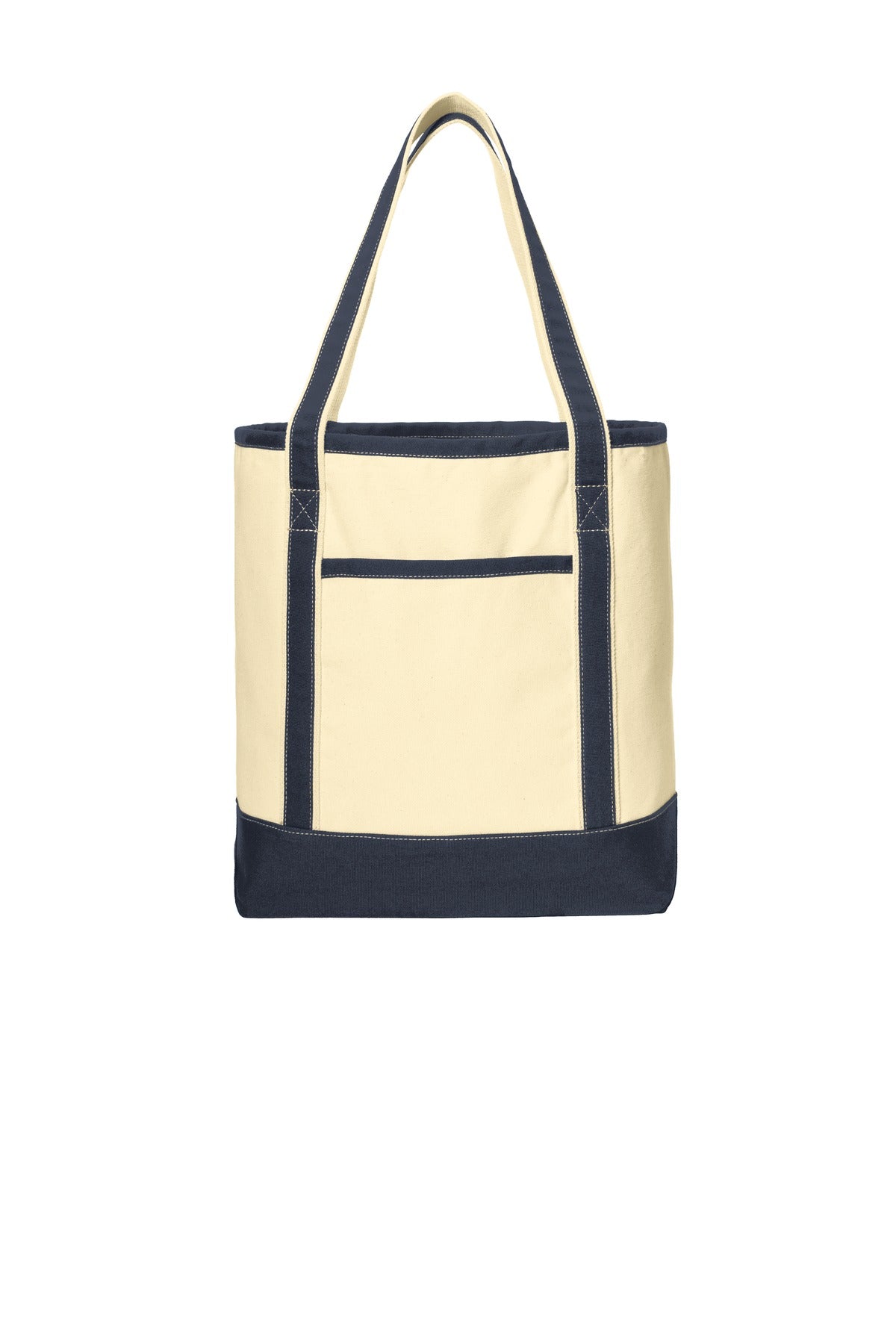 Port Authority Large Cotton Canvas Tote. BG413 in Natural/ Navy