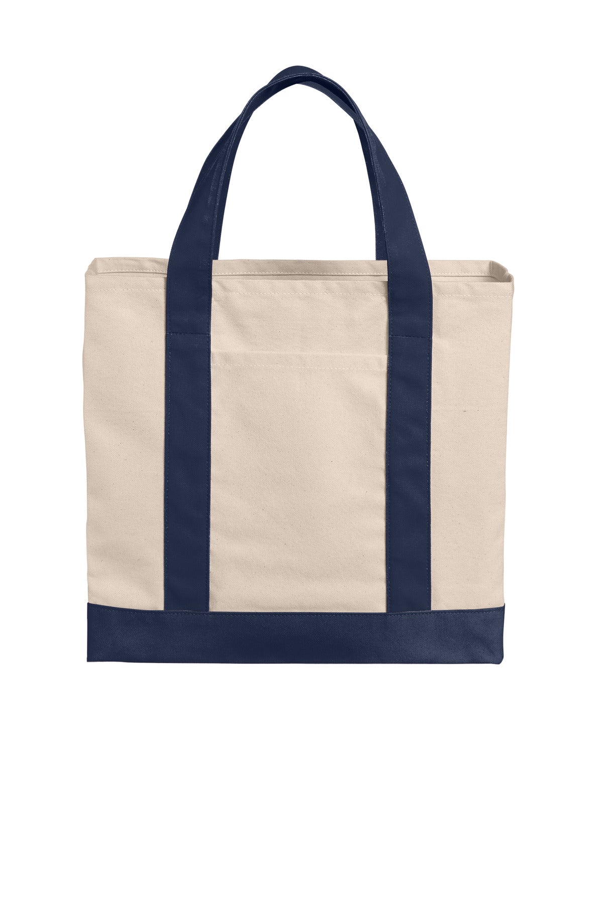 Port Authority Cotton Canvas Two-Tone Tote BG429 in Natural/ River Blue Navy