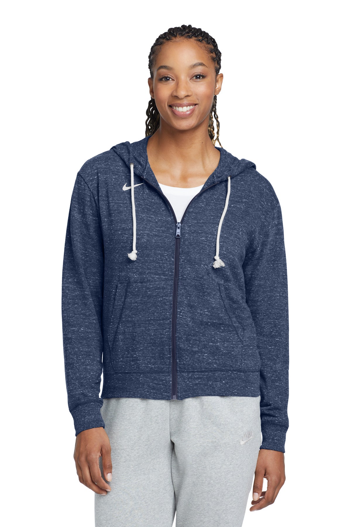 Nike Women's Gym Vintage Full-Zip Hoodie CN9402 in Team Navy