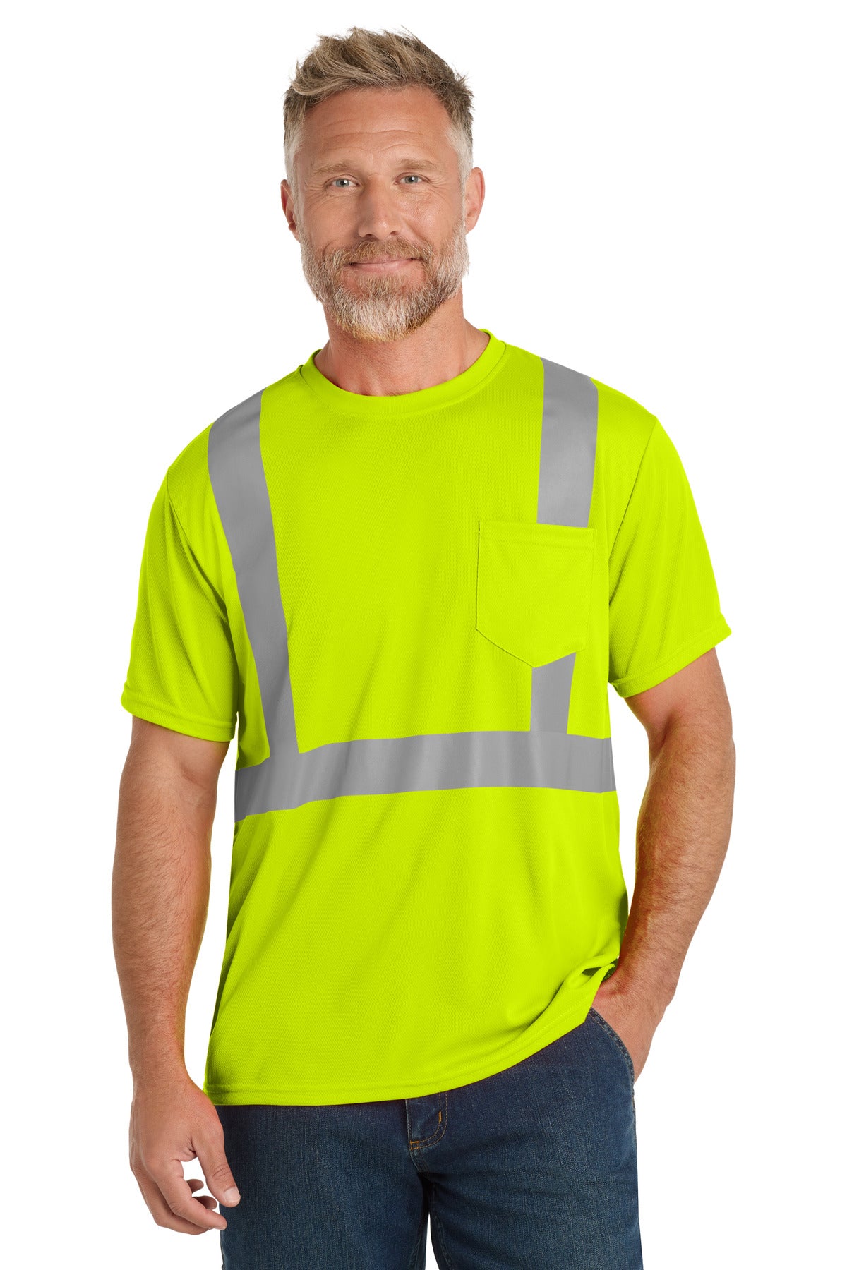 CornerStone ANSI 107 Class 2 Mesh Tee. CS200 in Safety Yellow