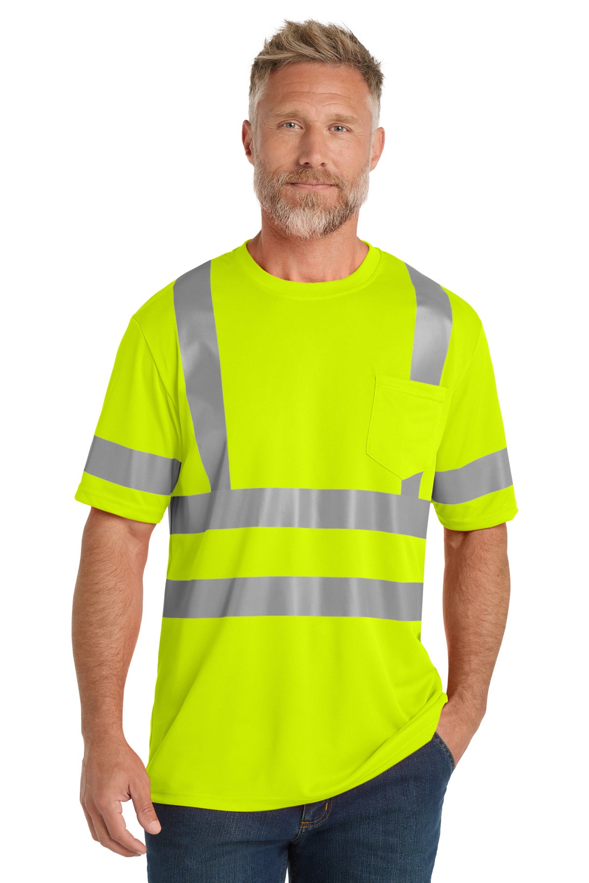CornerStone ANSI 107 Class 3 Mesh Tee. CS202 in Safety Yellow