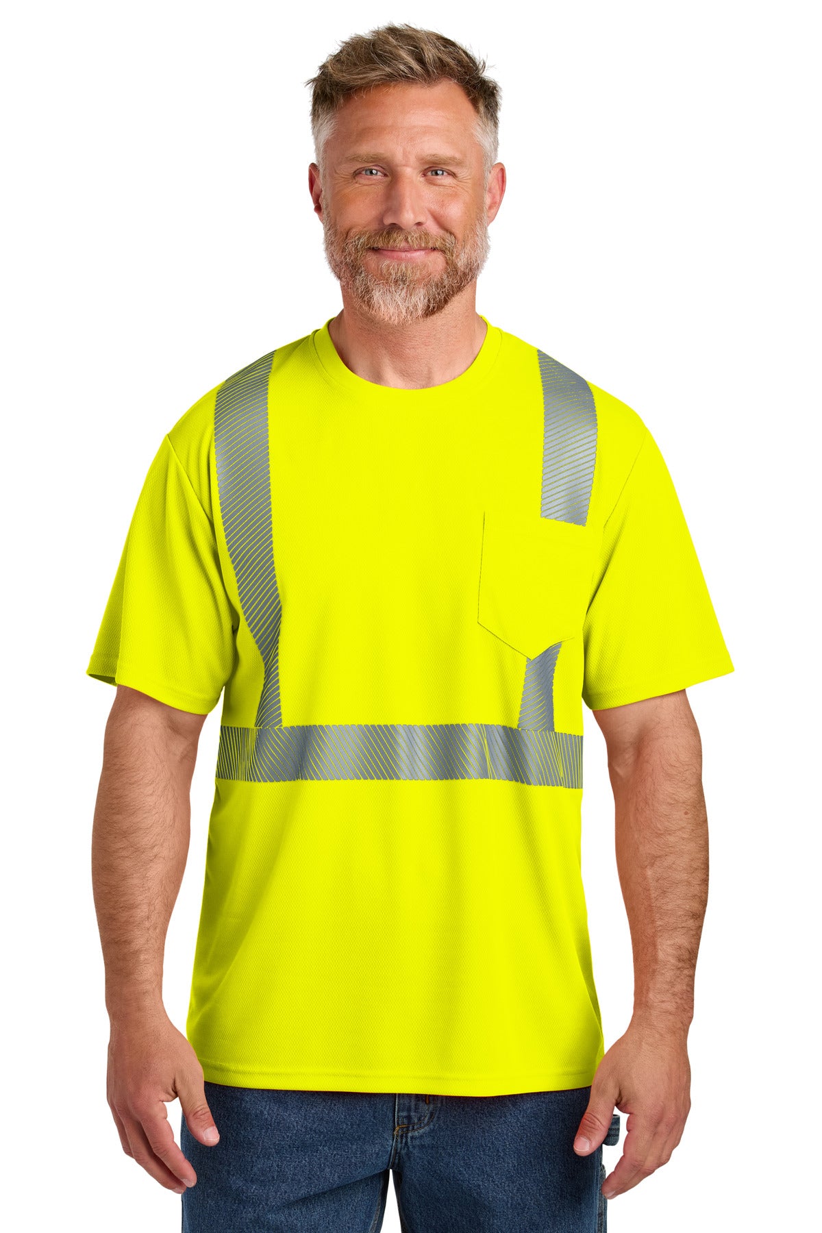 CornerStone ANSI 107 Class 2 Segmented Tape Tee CS204 in Safety Yellow