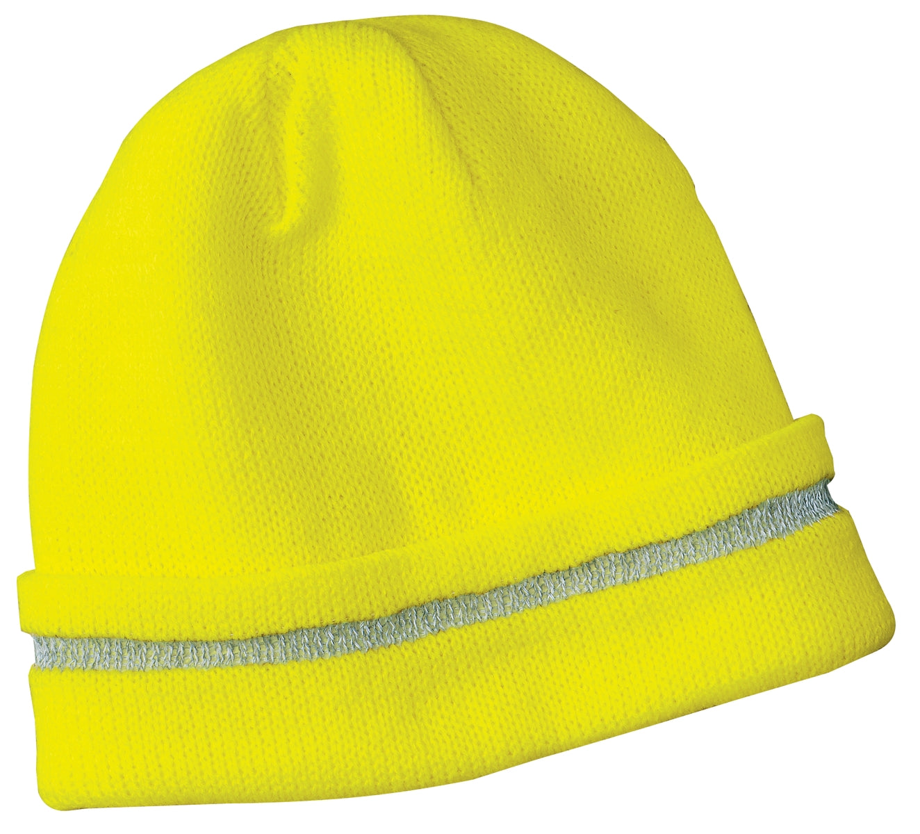 CornerStone - Enhanced Visibility Beanie with Reflective Stripe. CS800 in Safety Yellow/ Reflective