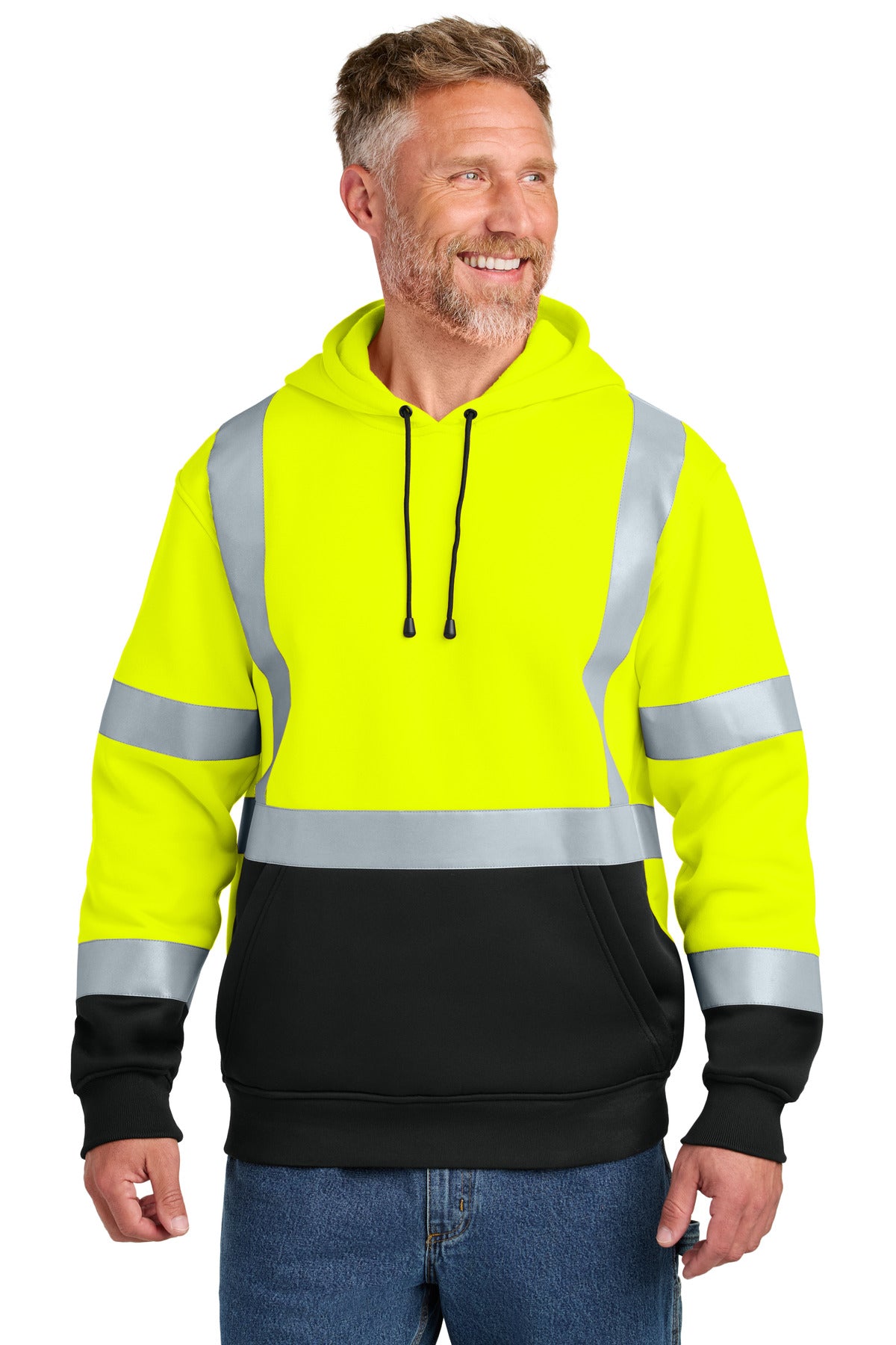 CornerStone ANSI 107 Class 3 Heavy-Duty Fleece Pullover Hoodie CSF301 in Safety Yellow
