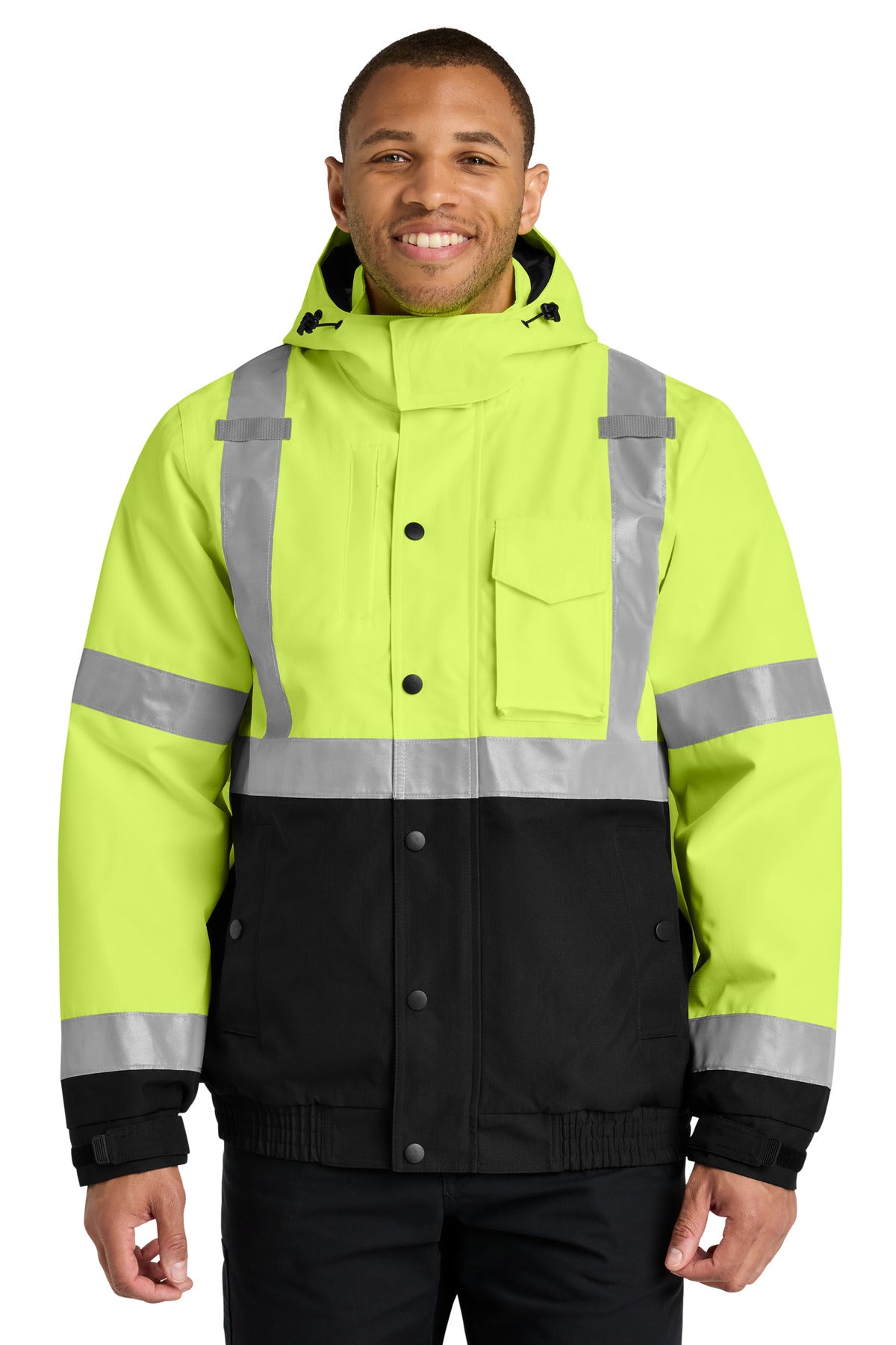 CornerStone ANSI 107 Class 3 Waterproof Insulated Ripstop Bomber Jacket CSJ501 in Safety Yellow