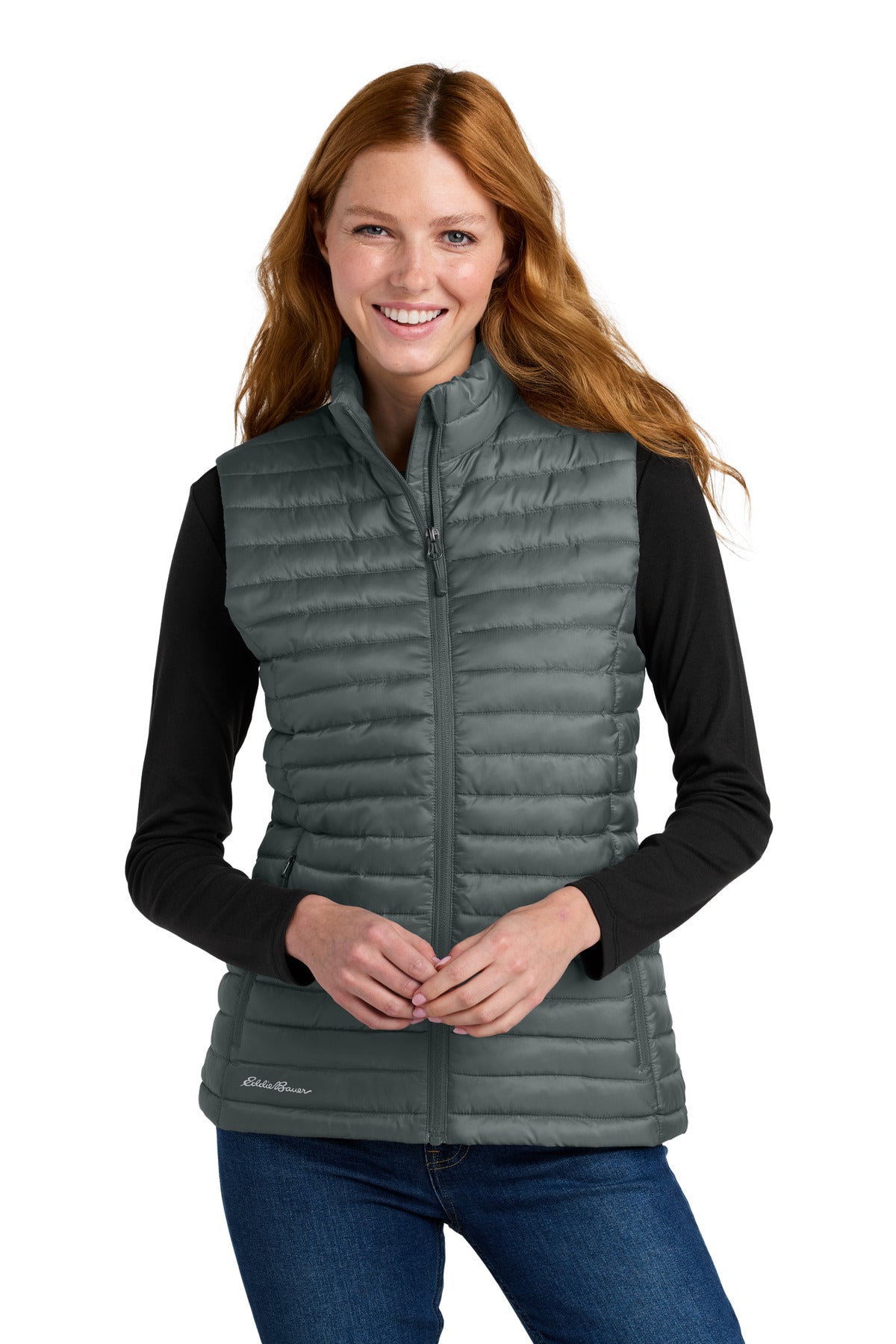 Eddie Bauer Women's Packable Quilted Vest EB517 in Metal Grey