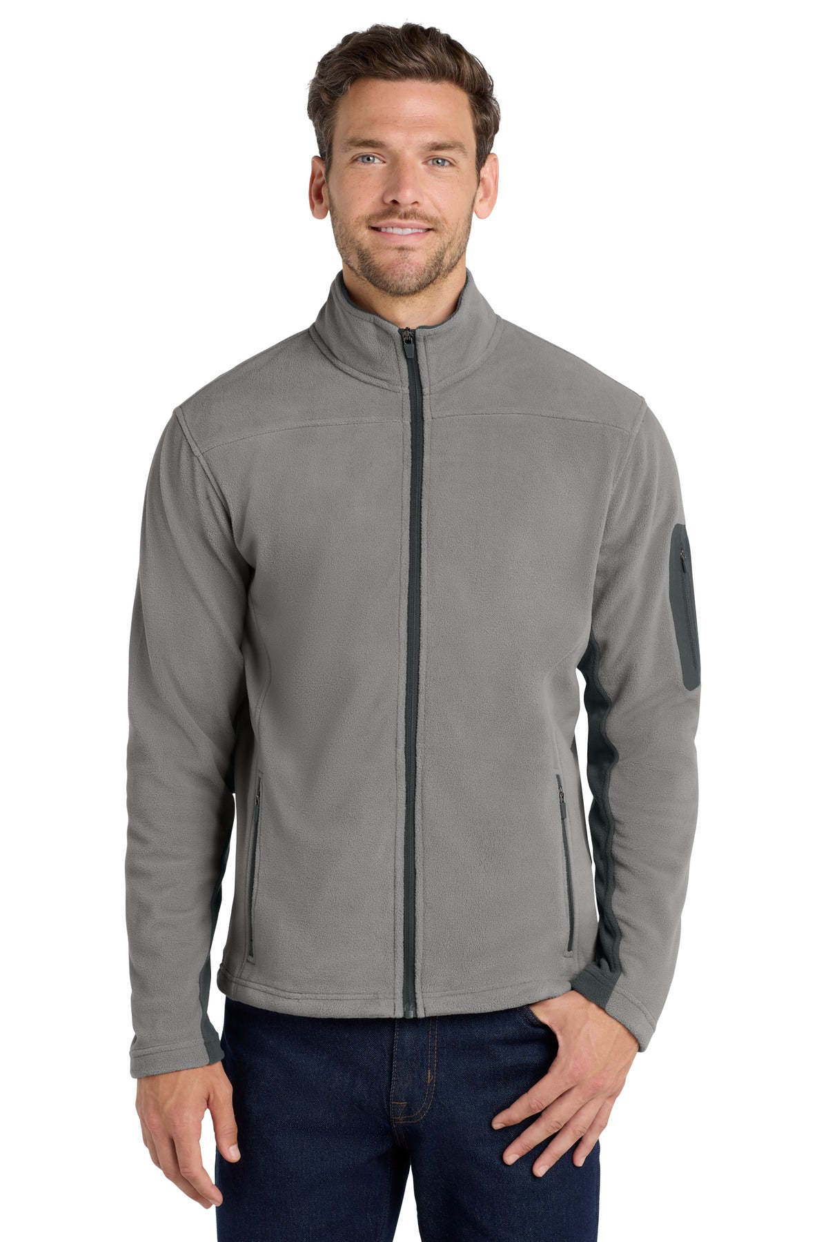 Port Authority Summit Fleece Full-Zip Jacket. F233 in Frost Grey/ Magnet