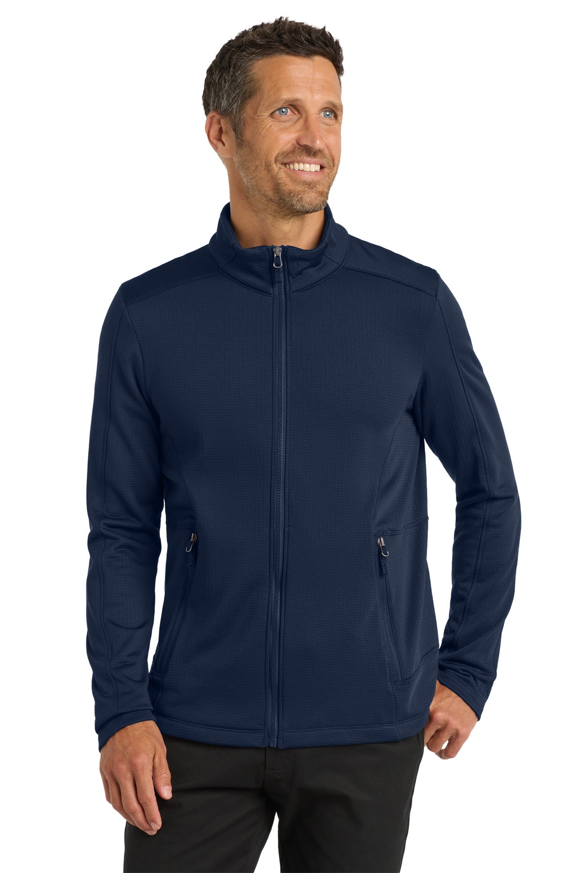 Port Authority Grid Fleece Jacket. F239 in River Blue Navy