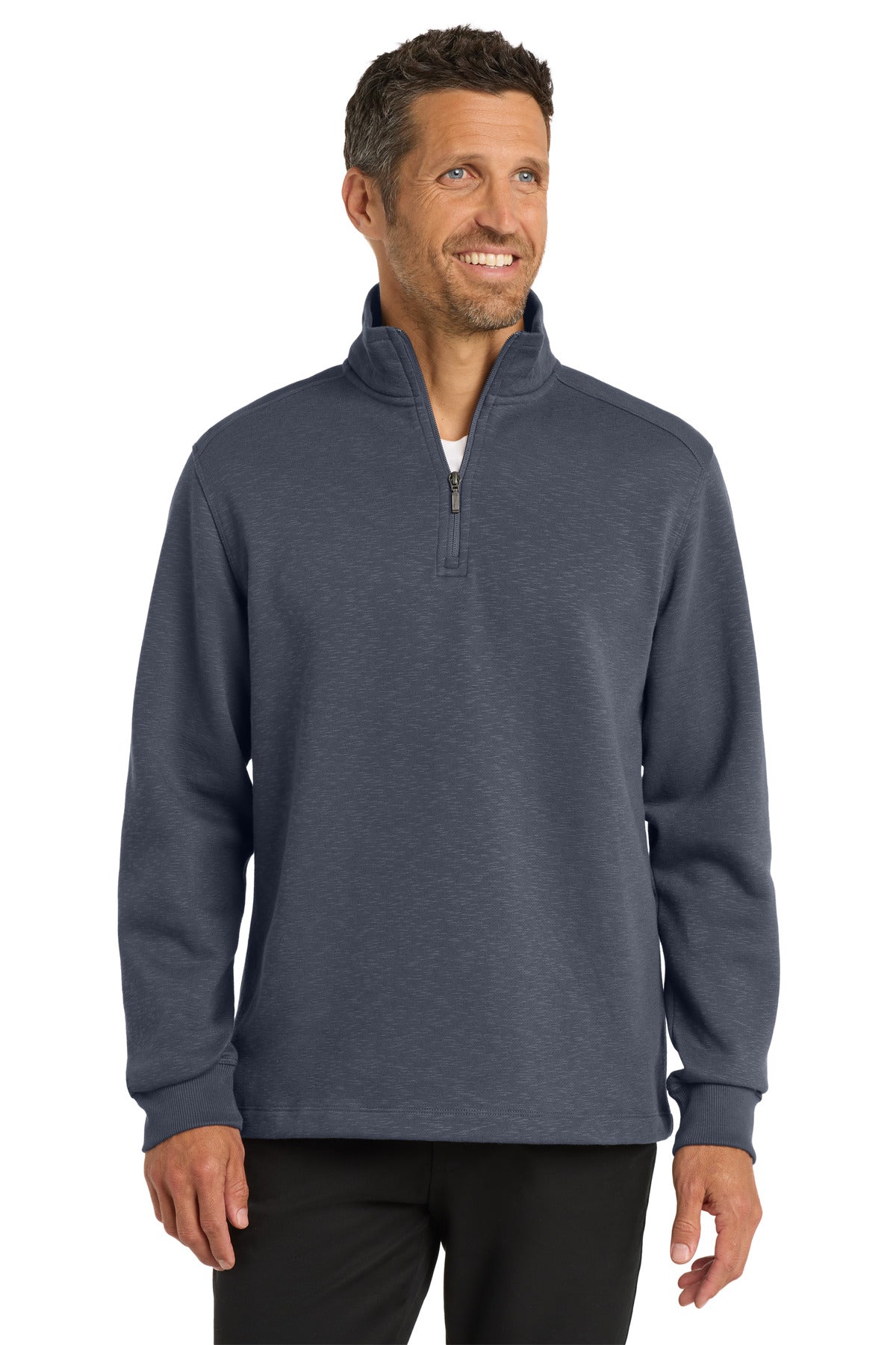 Port Authority Slub Fleece 1/4-Zip Pullover. F295 in Slate Grey