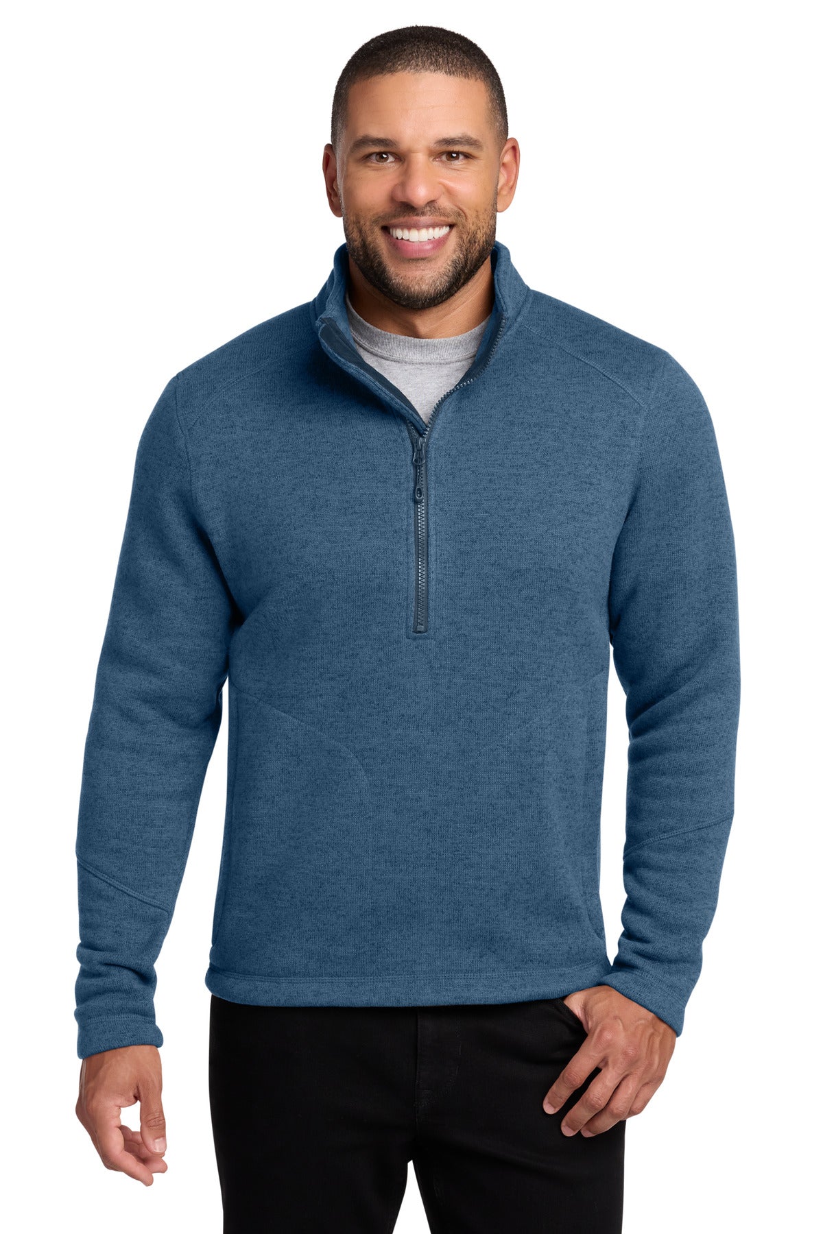 Port Authority Arc Sweater Fleece 1/4-Zip F426 in Insignia Blue Heather