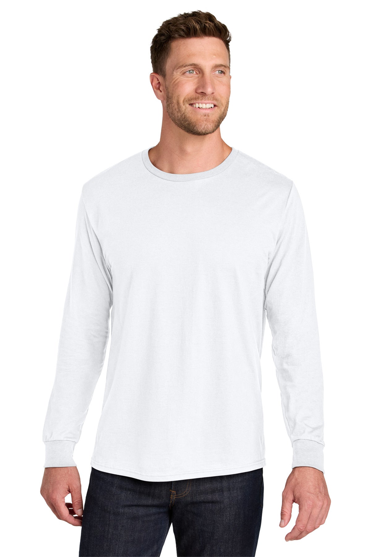 Jerzees Ultimate Unisex Ring Spun Long Sleeve T-Shirt IC46L in White