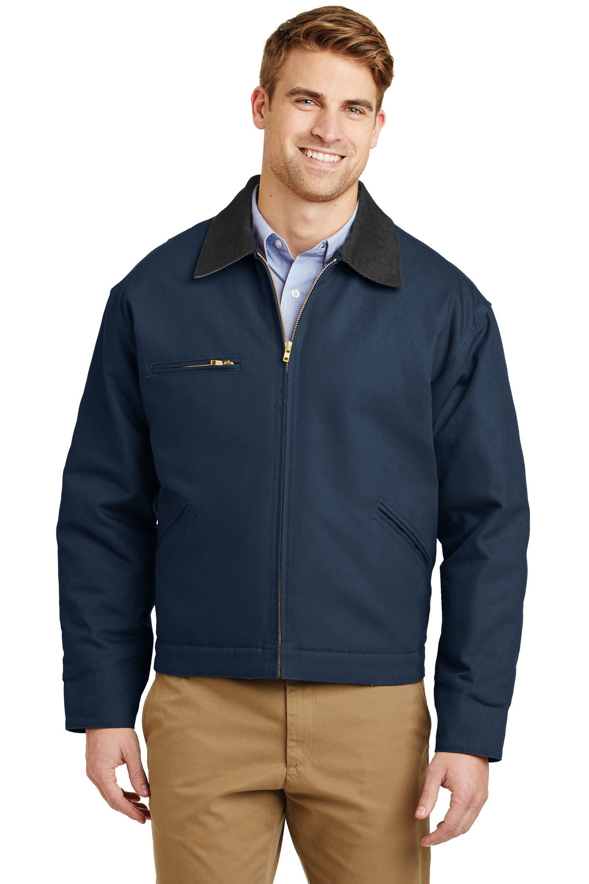 CornerStone - Duck Cloth Work Jacket. J763 in Navy/ Black