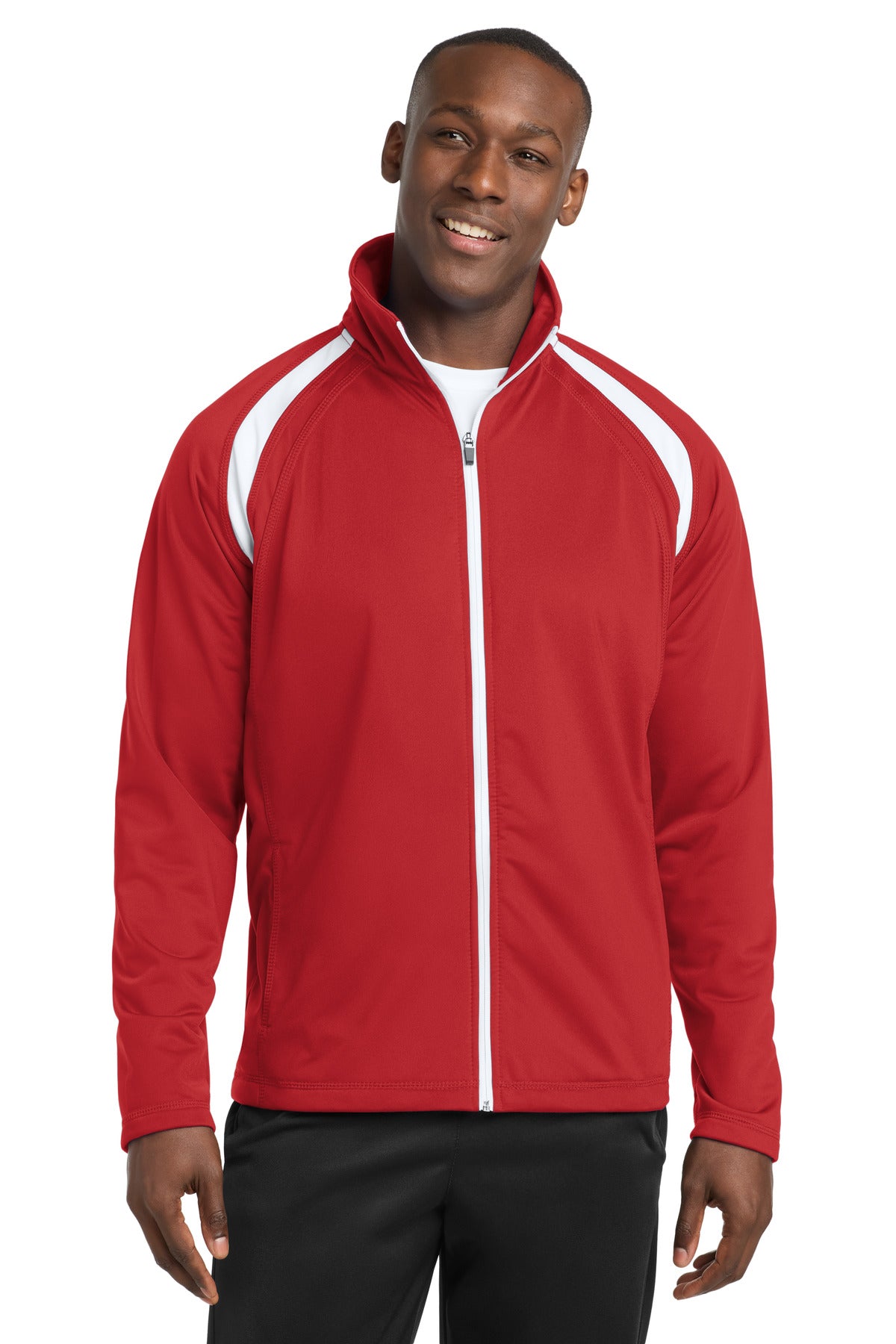 Sport-Tek Tricot Track Jacket. JST90 in True Red/ White