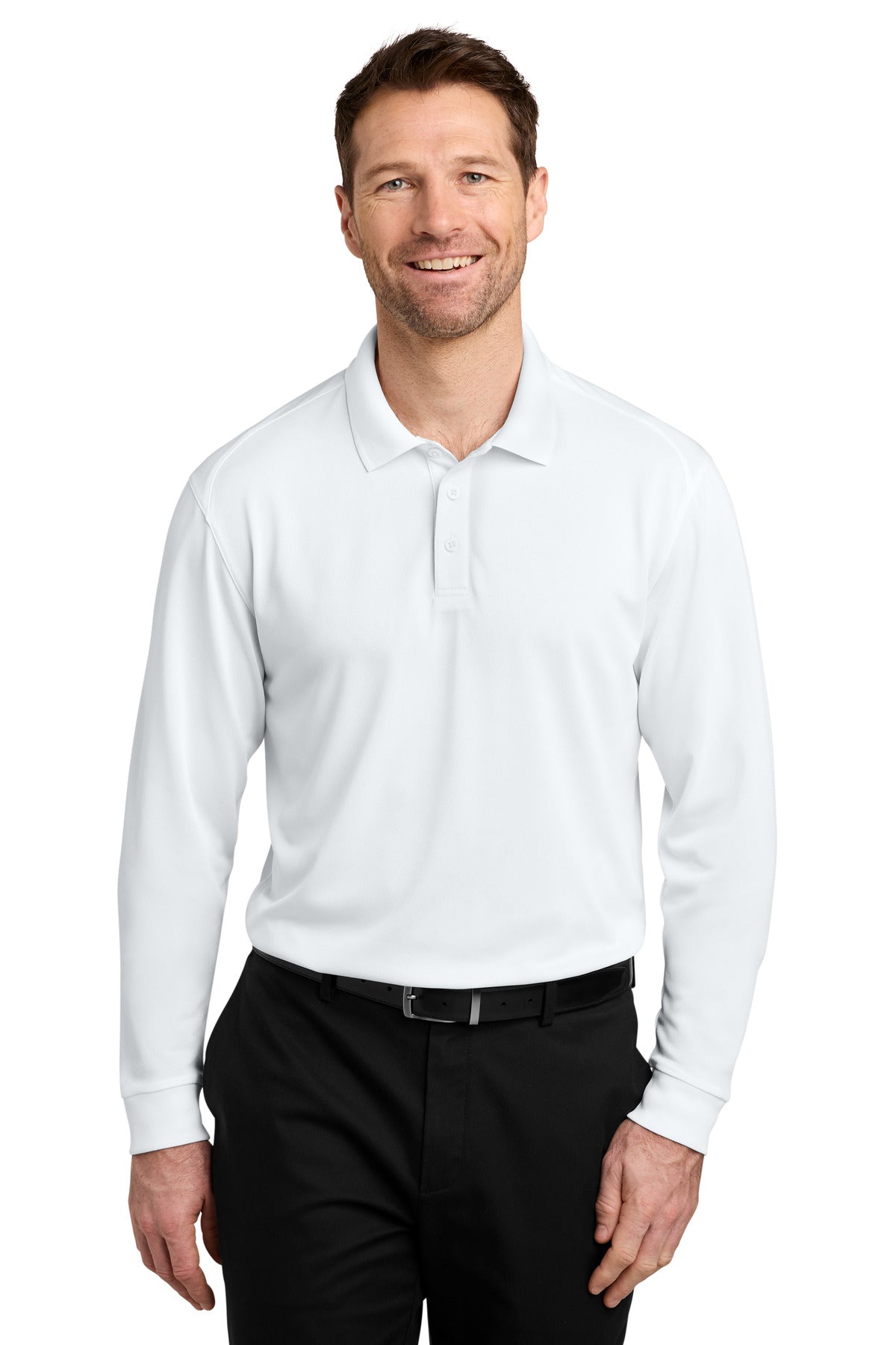 Port Authority Wearever Performance Pique Long Sleeve Polo K240LS in White