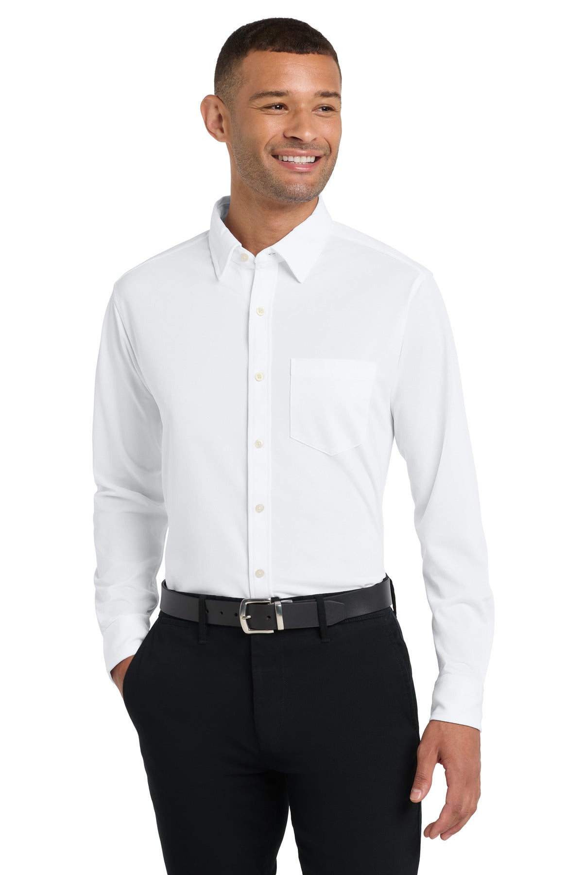 Port Authority Dimension Knit Dress Shirt. K570 in White
