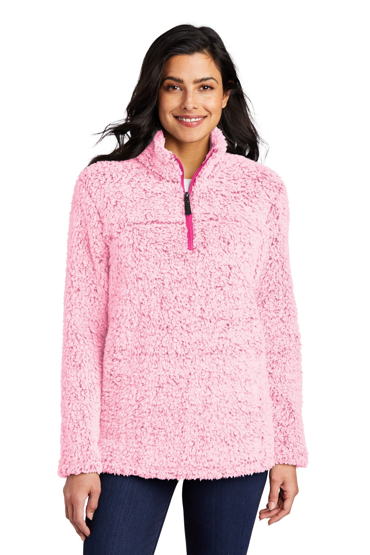 Port Authority Women's Cozy 1/4-Zip Fleece L130 in Pop Raspberry Heather