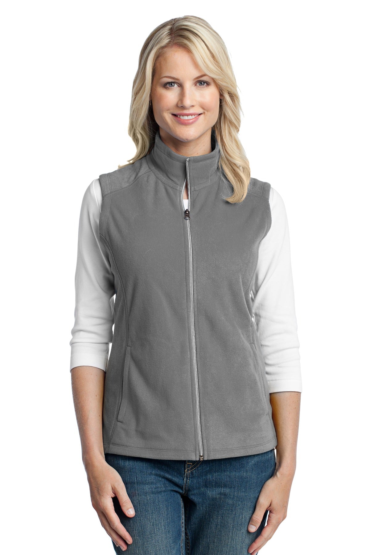 Port Authority Women's Microfleece Vest. L226 in Pearl Grey