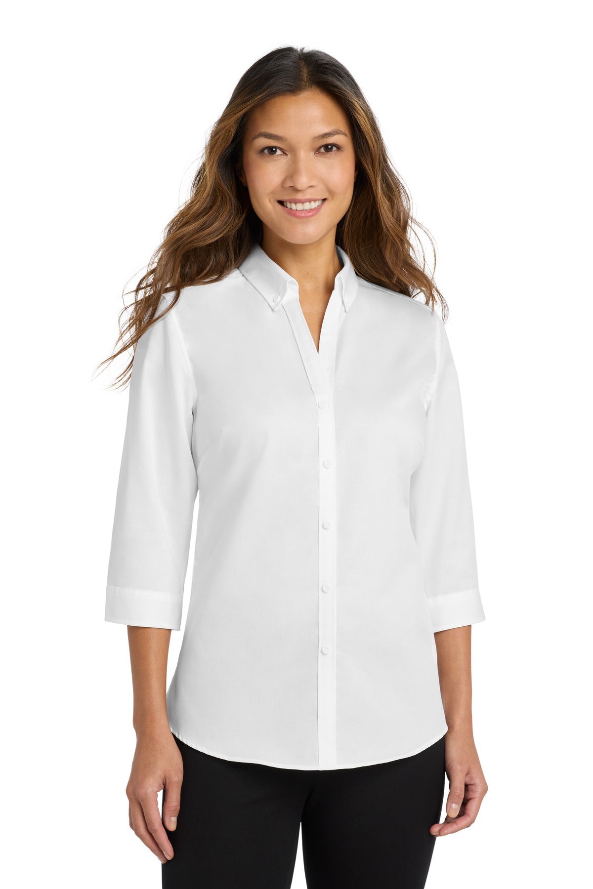 Port Authority Women's 3/4-Sleeve SuperPro Twill Shirt. L665 in White