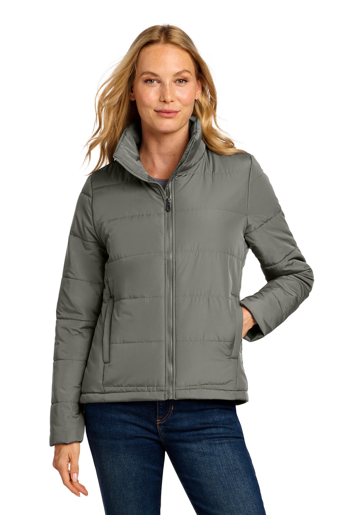 Port Authority Women's Puffer Jacket L852 in Shadow Grey