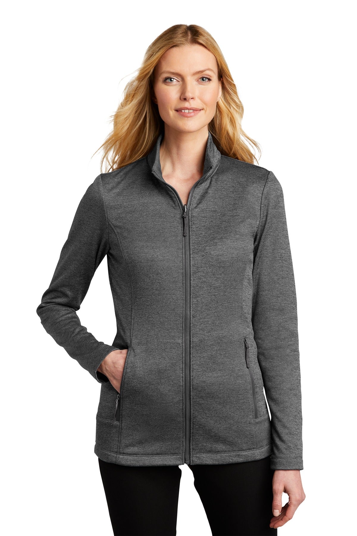 Port Authority Women's Collective Striated Fleece Jacket. L905 in Sterling Grey Heather