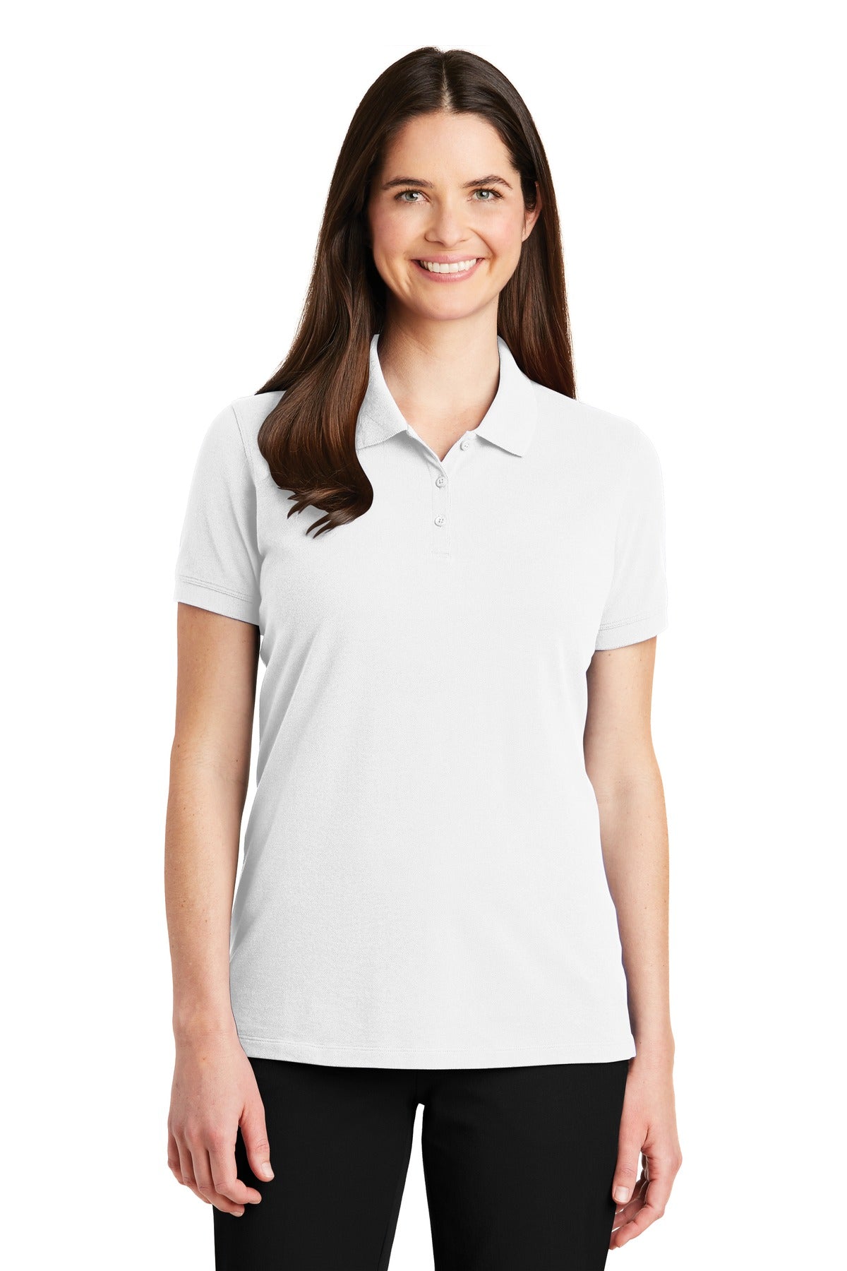 Port Authority Women's EZCotton Polo. LK8000 in White