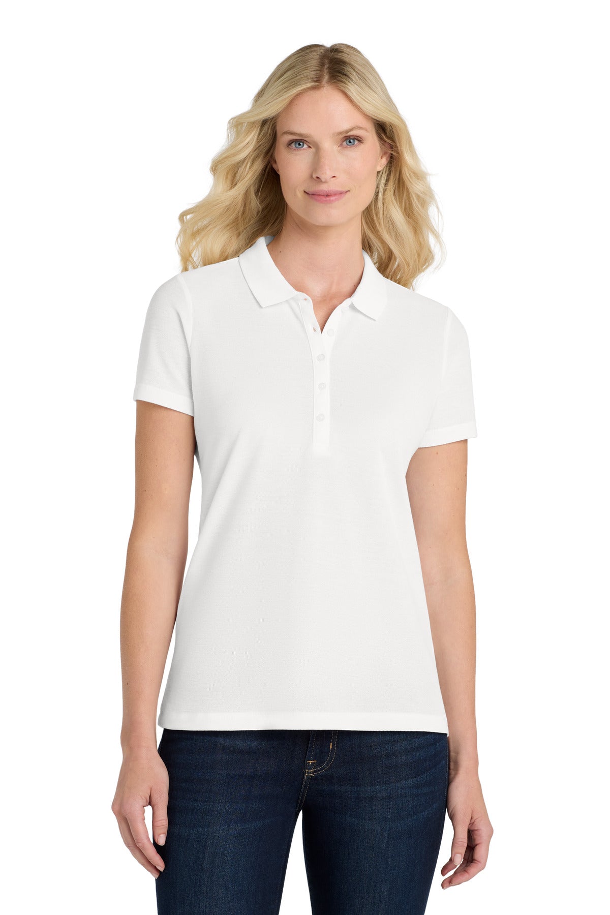 Port Authority Women's SuperPro React Polo. LK810 in White