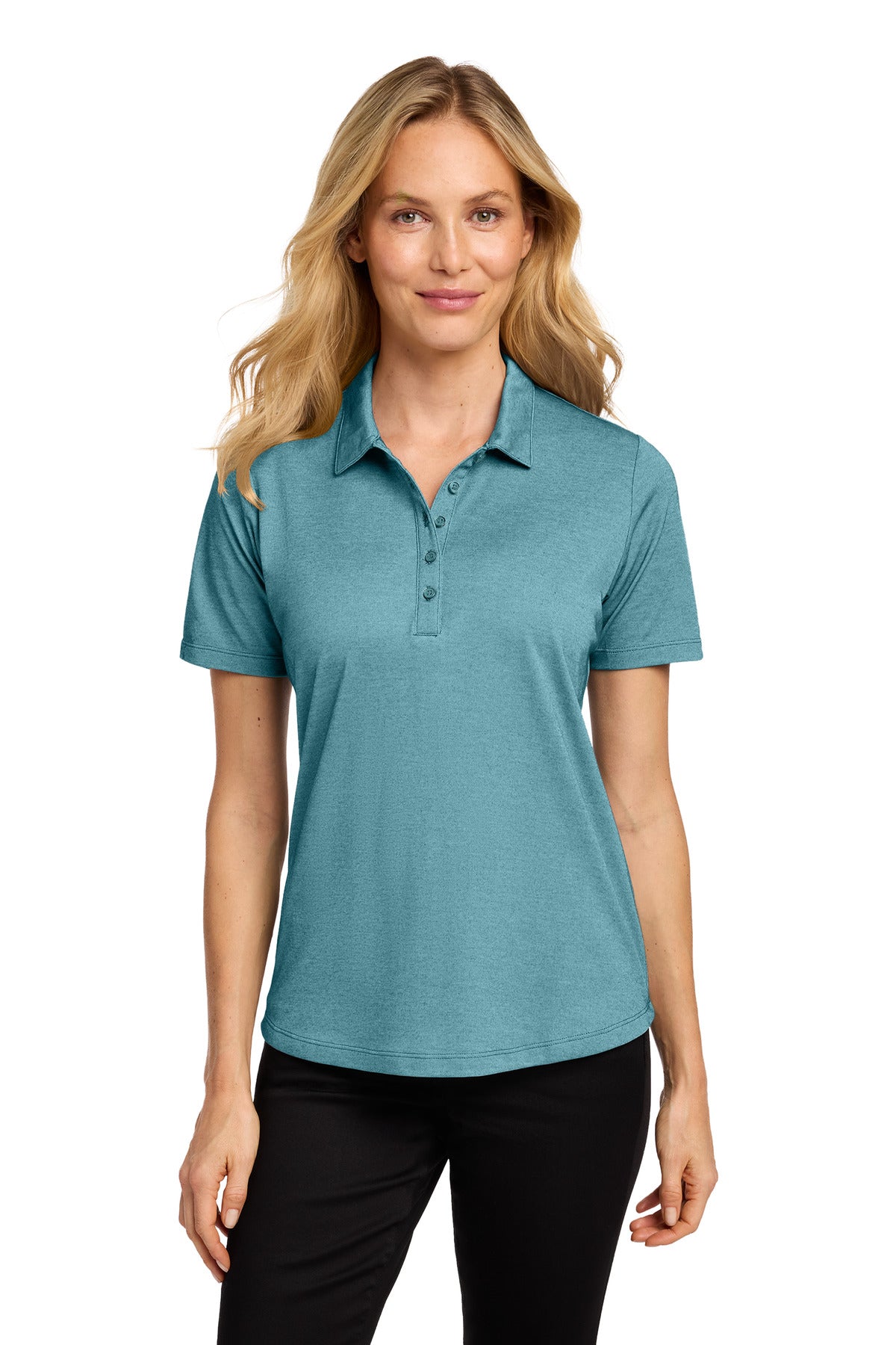 Port Authority Women's Fine Pique Blend Polo LK830 in Dark Teal Heather