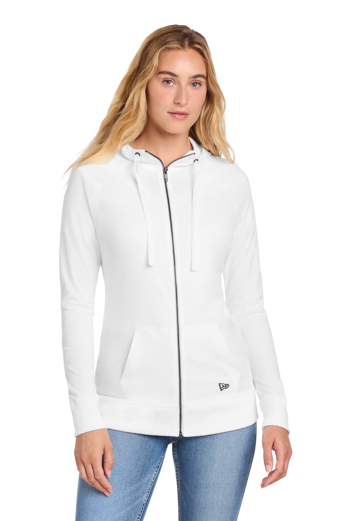 New Era Women's Sueded Cotton Blend Full-Zip Hoodie. LNEA122 in White