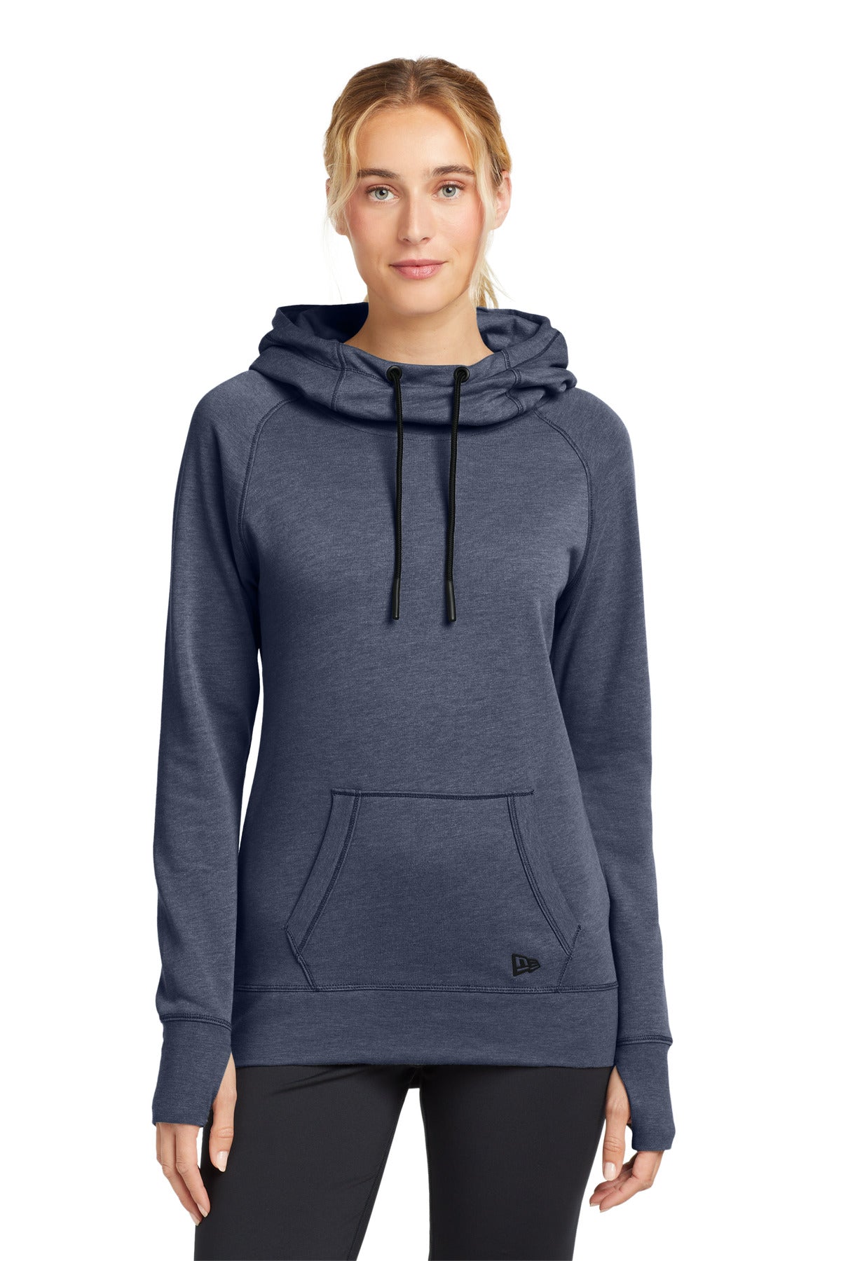 New Era Women's Tri-Blend Fleece Pullover Hoodie. LNEA510 in True Navy Heather