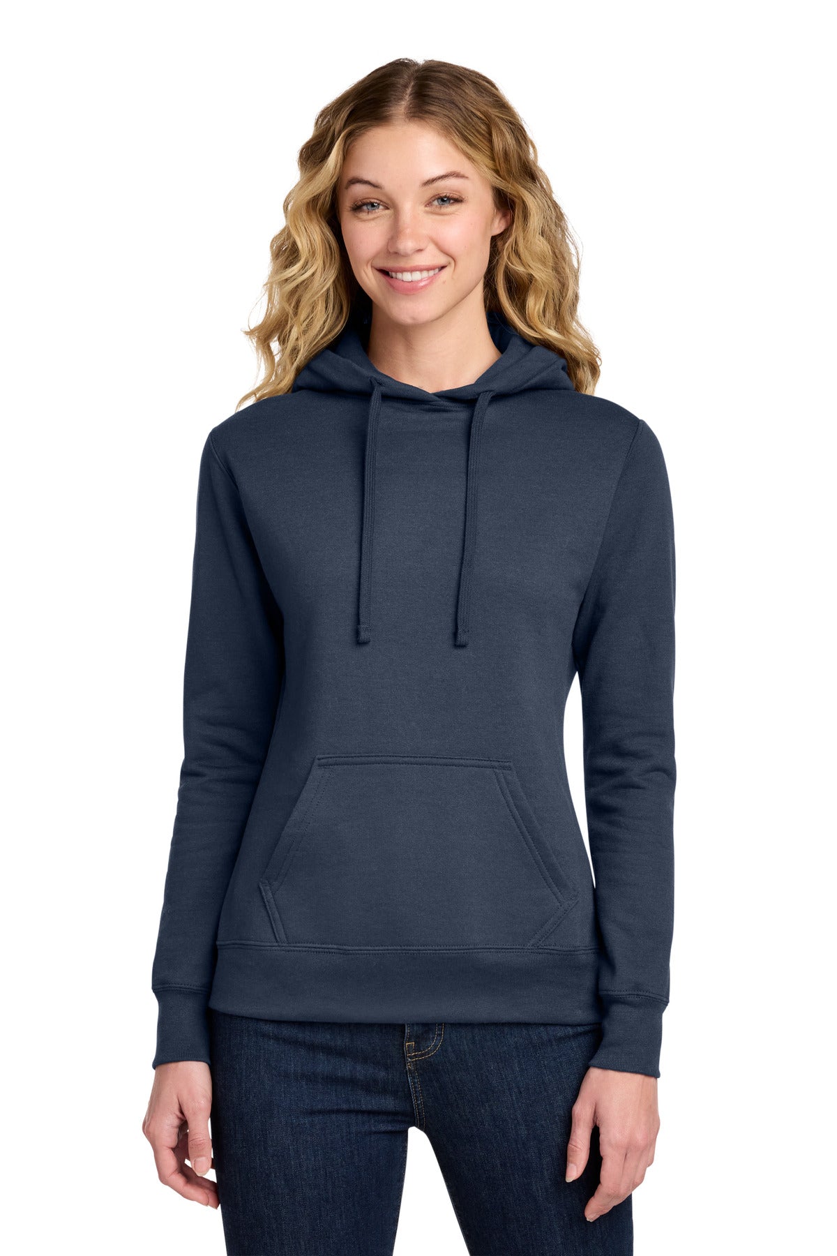Port & Co Women's Core Fleece Pullover Hooded Sweatshirt LPC78H in Navy
