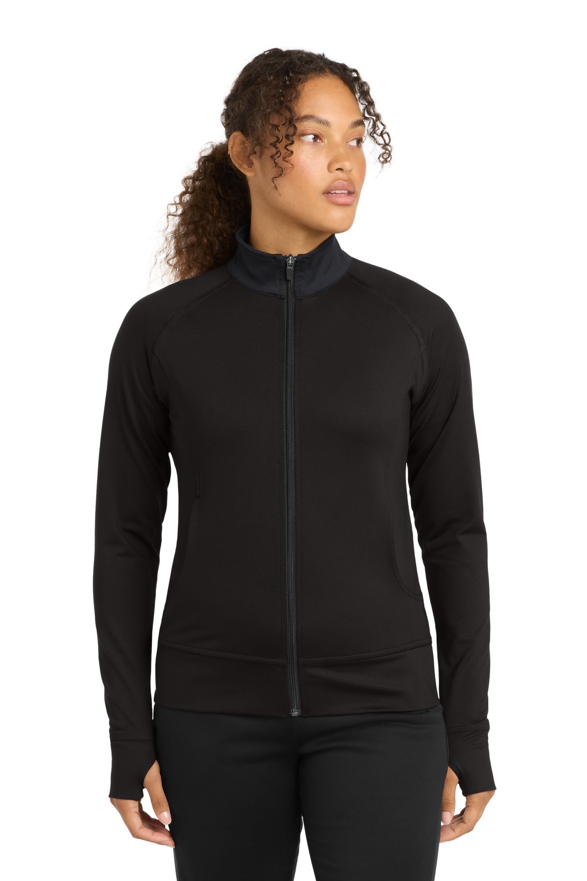 Sport-Tek Women's NRG Fitness Jacket. LST885 in Black