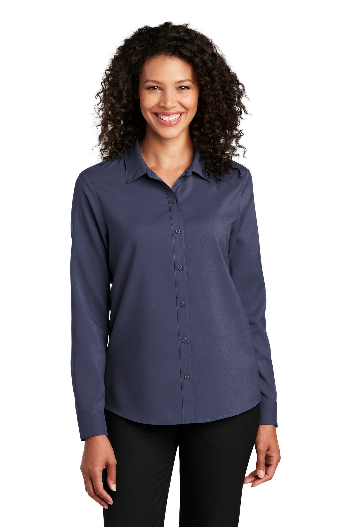 Port Authority Women's Long Sleeve Performance Staff Shirt LW401 in True Navy
