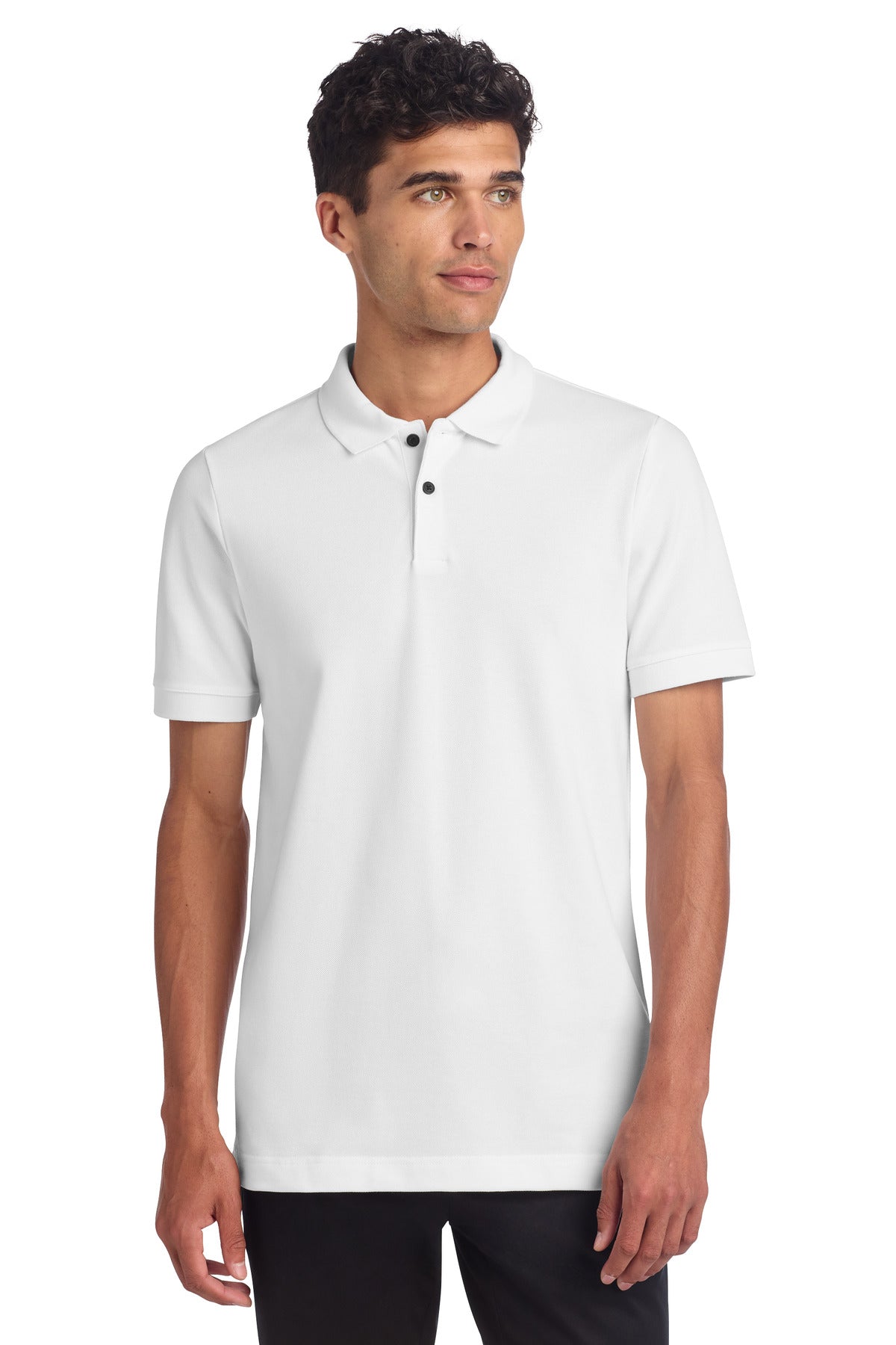 Mercer+Mettle Stretch Heavyweight Pique Polo MM1000 in White