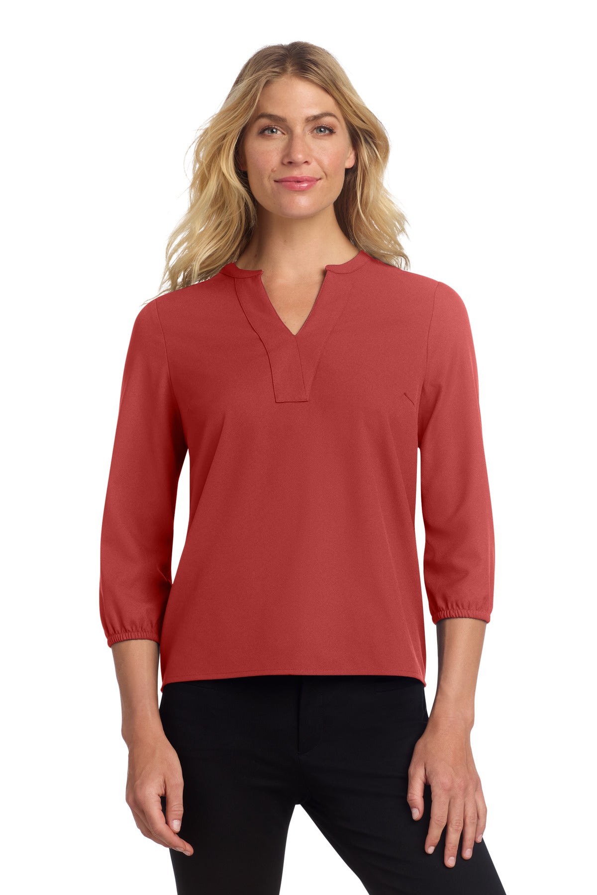 Mercer+Mettle Women's Stretch Crepe 3/4-Sleeve Blouse MM2011 in Terracotta