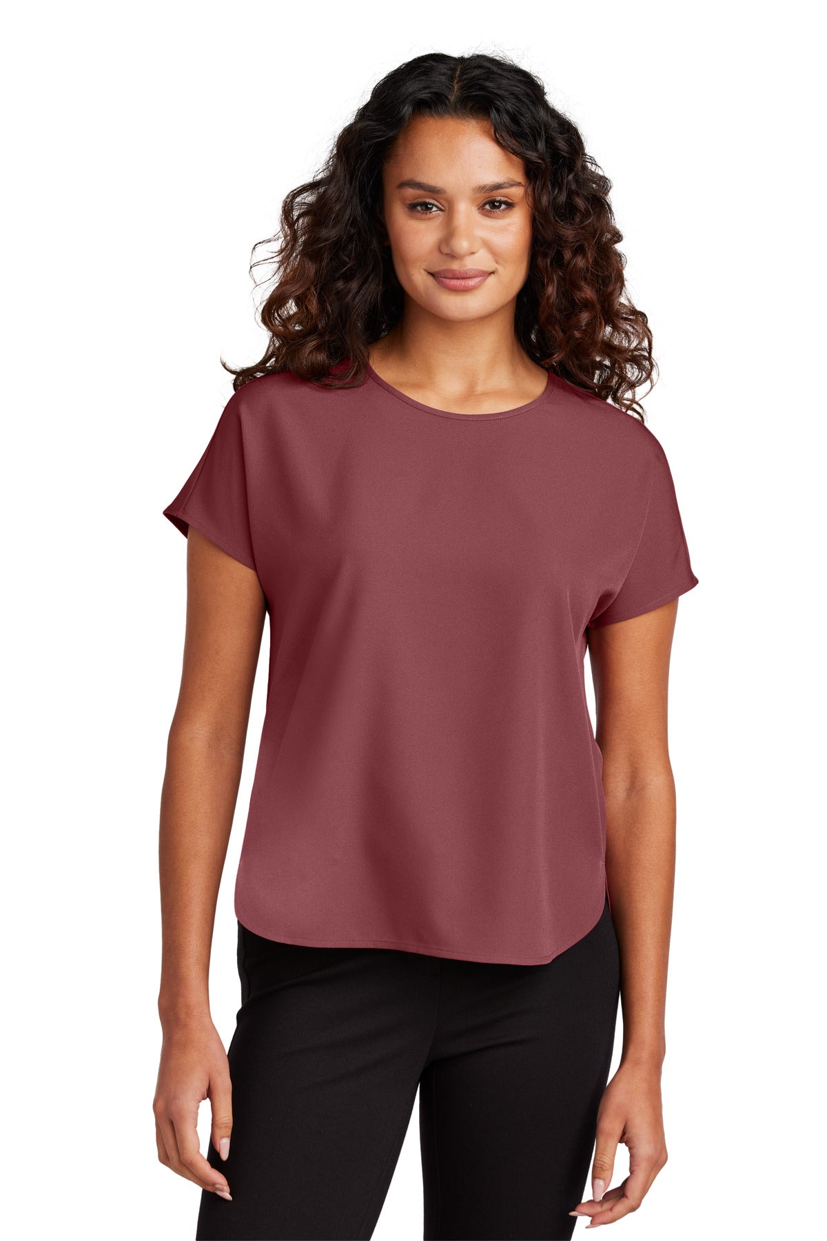 Mercer+Mettle Women's Stretch Crepe Crew MM2015 in Rosewood