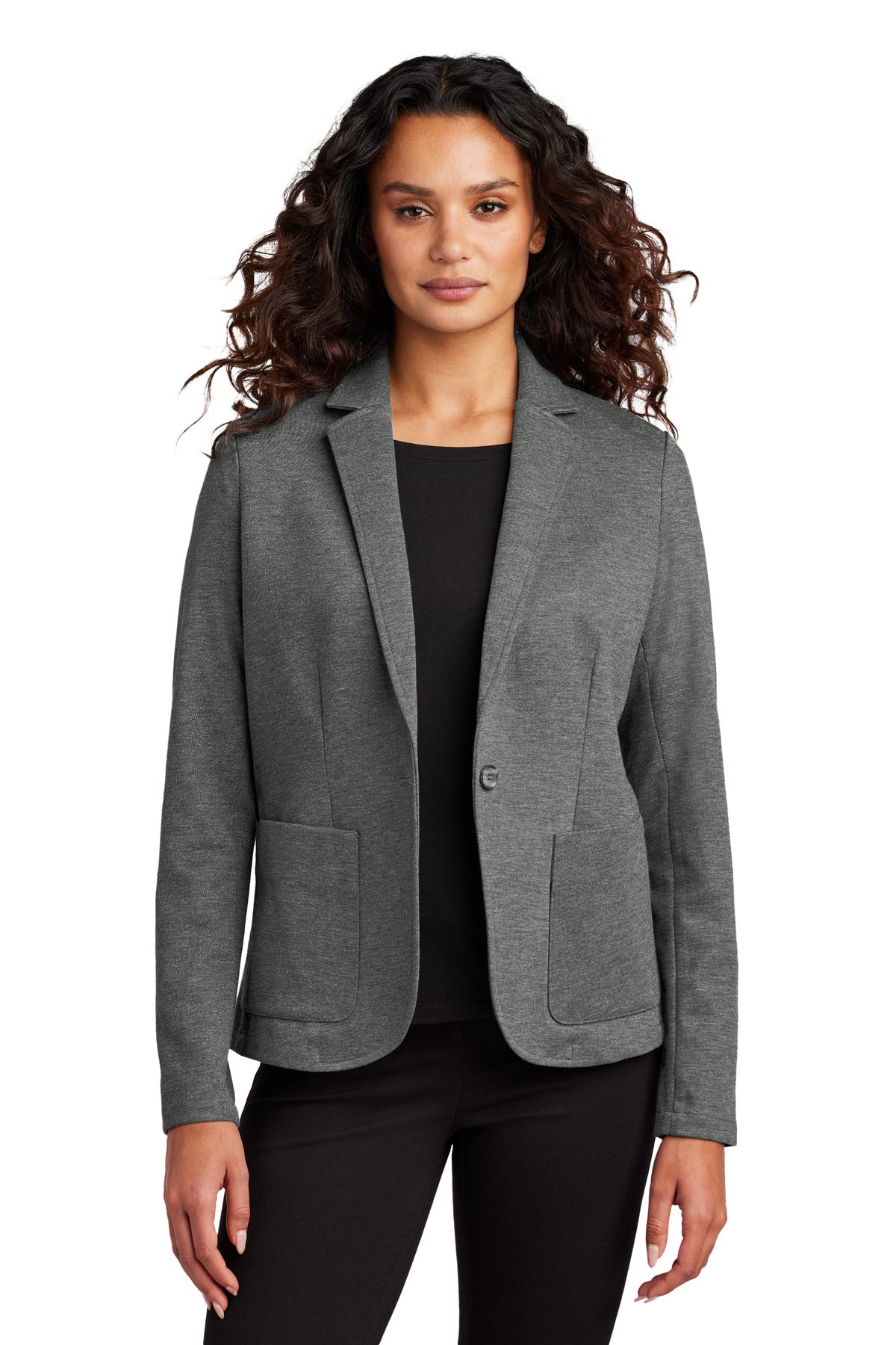 Mercer+Mettle Women's Relaxed Knit Blazer MM3031 in Storm Grey Heather