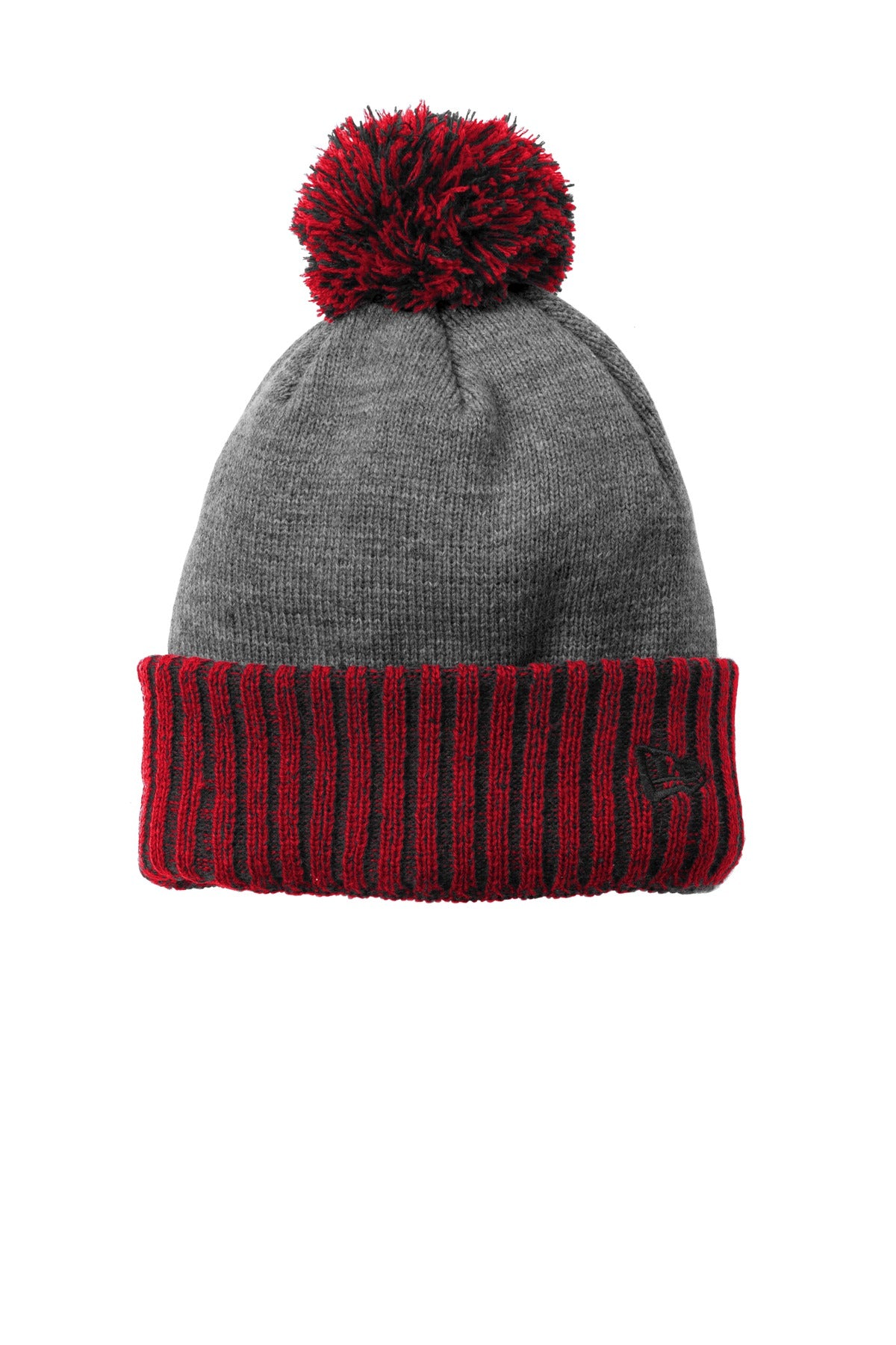 New Era Colorblock Cuffed Beanie. NE904 in Scarlet/ Heather Grey