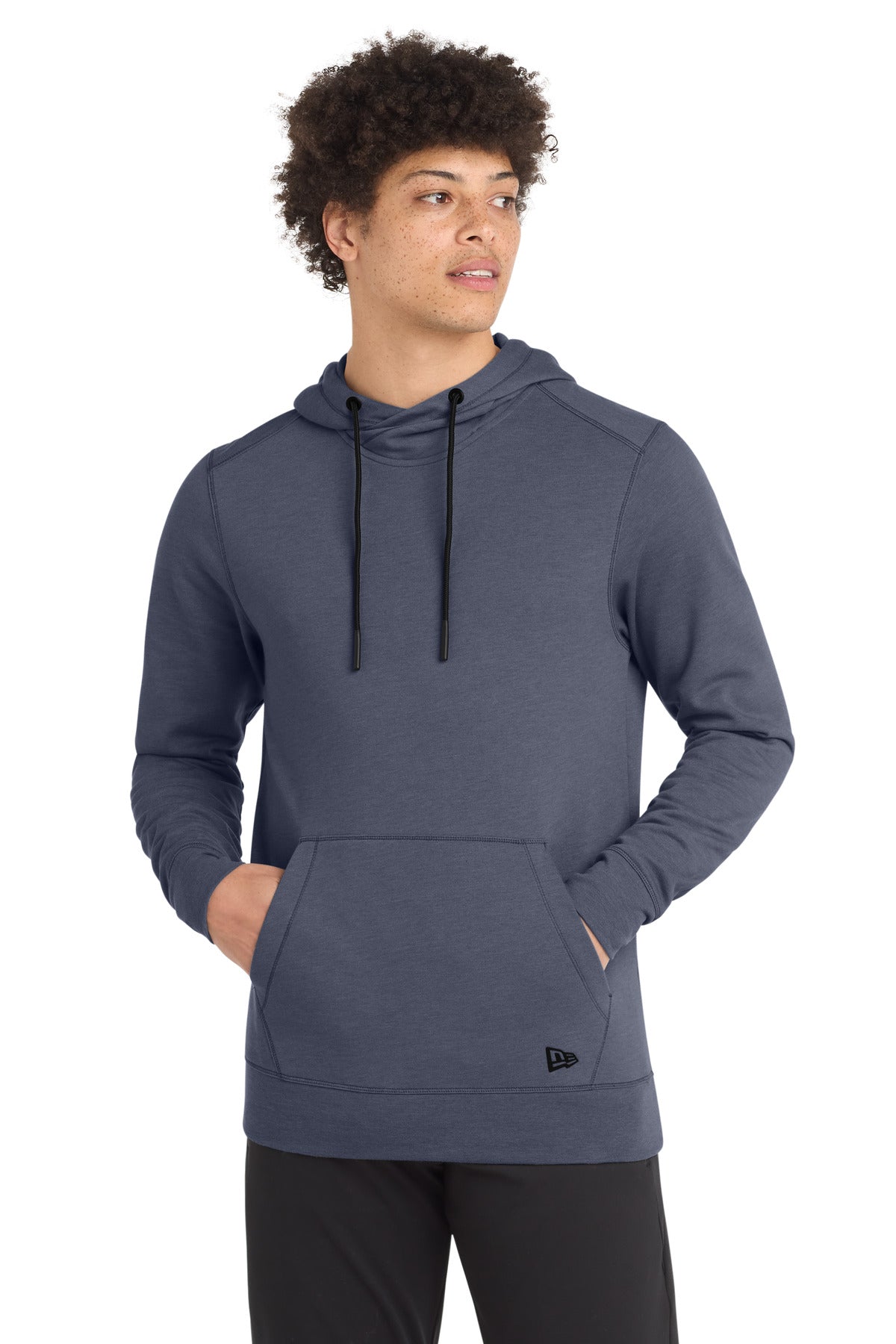 New Era Tri-Blend Fleece Pullover Hoodie. NEA510 in True Navy Heather