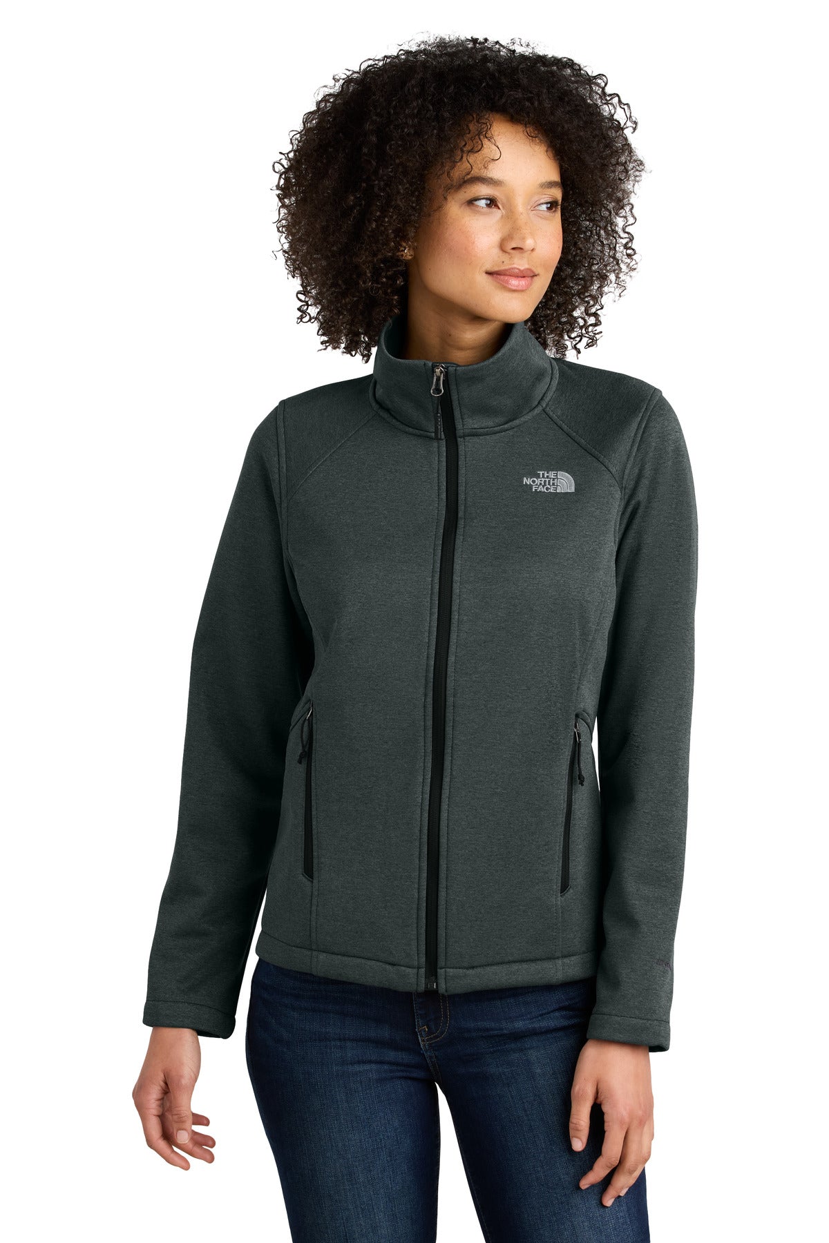 The North Face Women's Chest Logo Ridgewall Soft Shell Jacket NF0A88D4 in TNF Dark Grey Heather