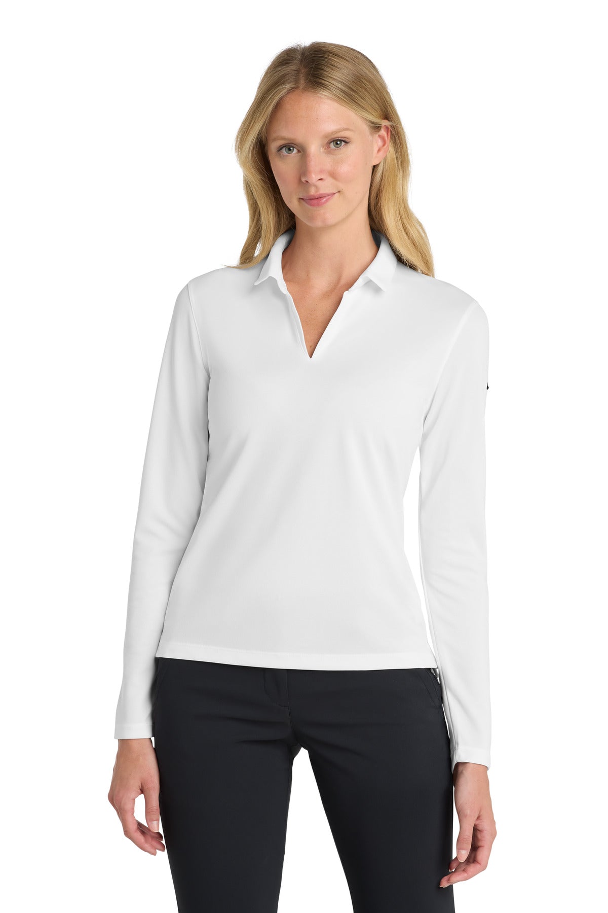 Nike Women's Dri-FIT Micro Pique 2.0 Long Sleeve Polo NKDC2105 in White