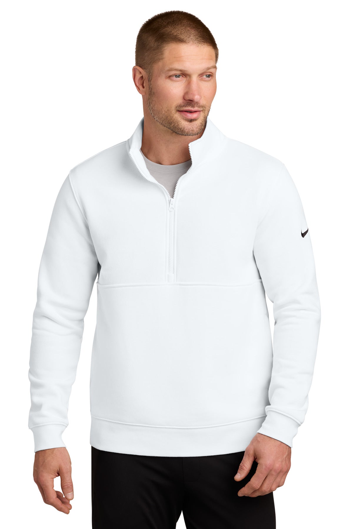 Nike Club Fleece Sleeve Swoosh 1/2-Zip NKDX6718 in White