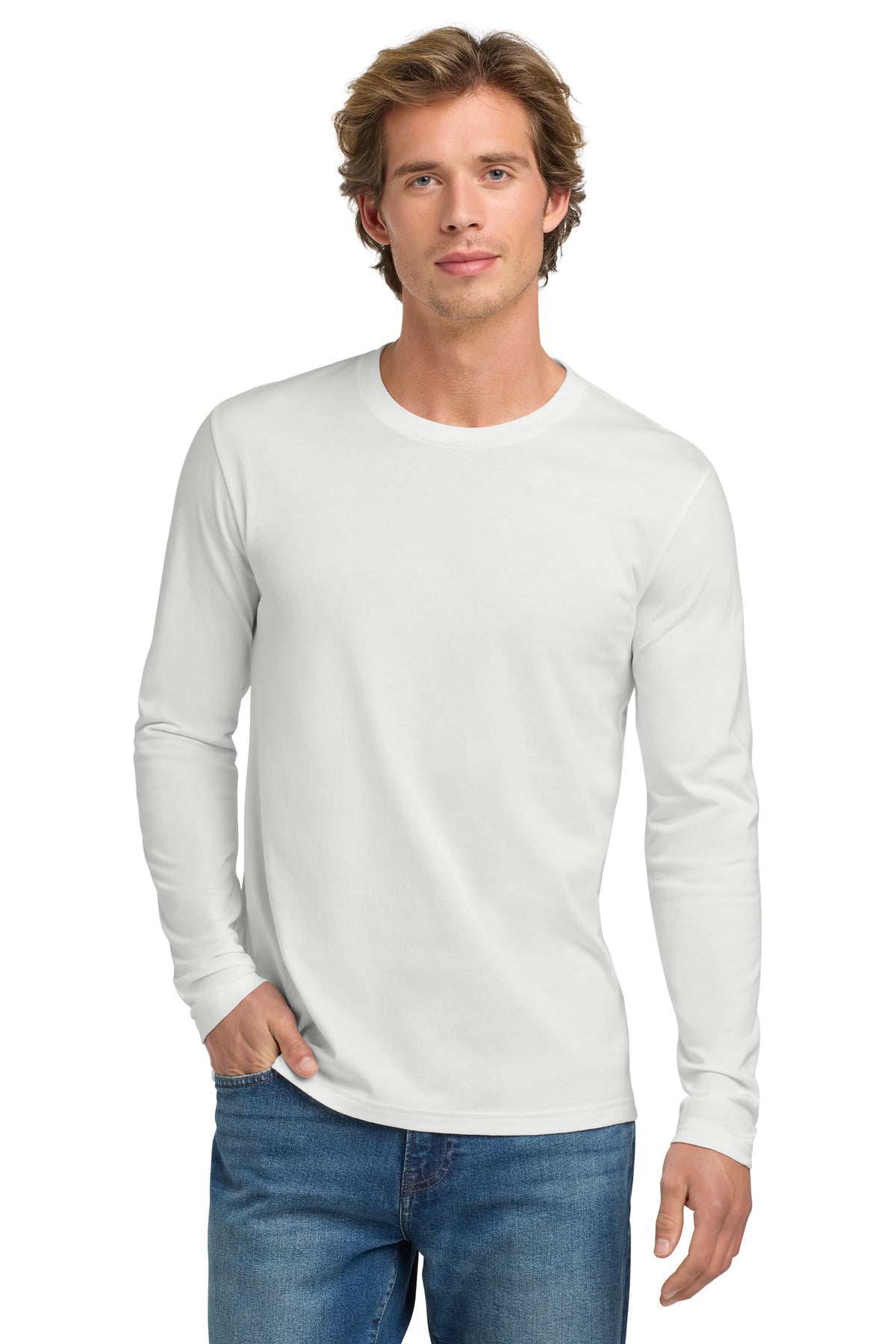 Next Level Apparel Cotton Long Sleeve Tee. NL3601 in White