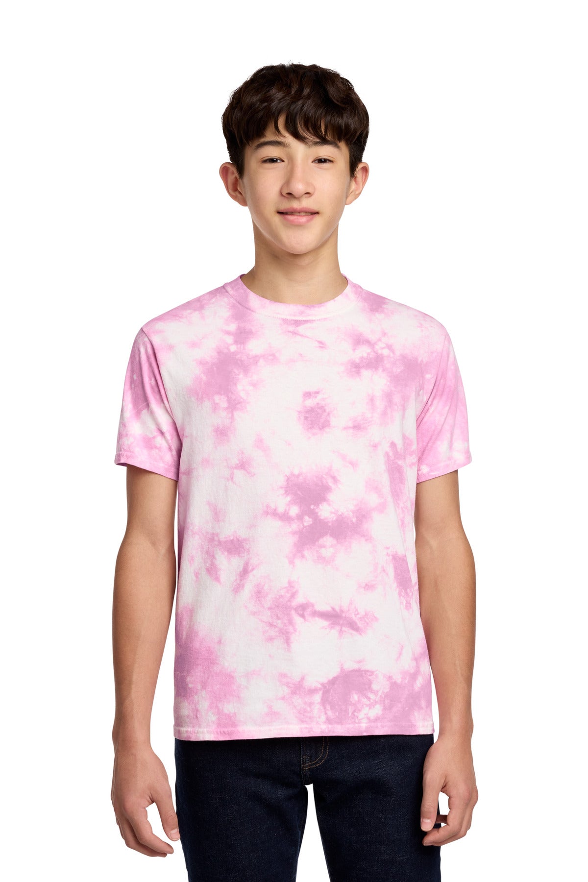 Port & Co Youth Crystal Tie-Dye Tee PC145Y in Bright Pink
