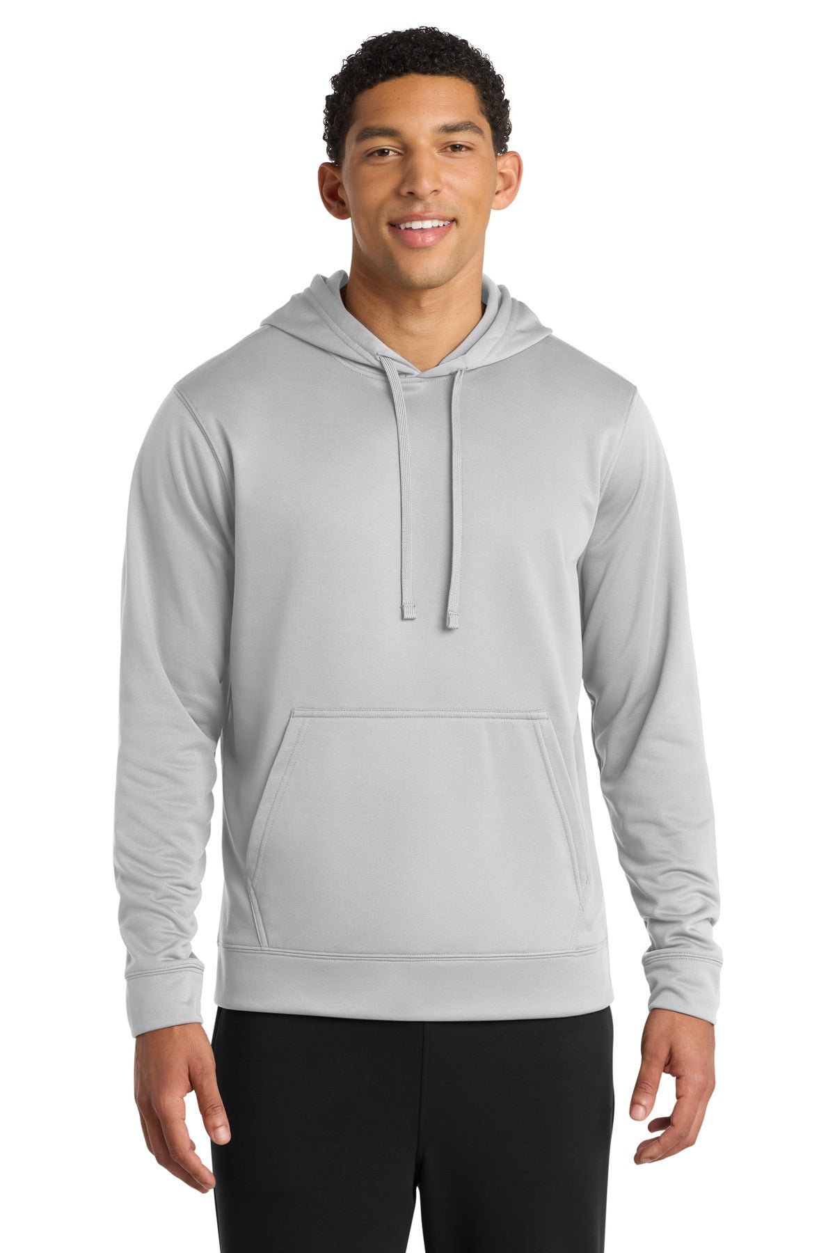 Port & Co Performance Fleece Pullover Hooded Sweatshirt. PC590H in Silver